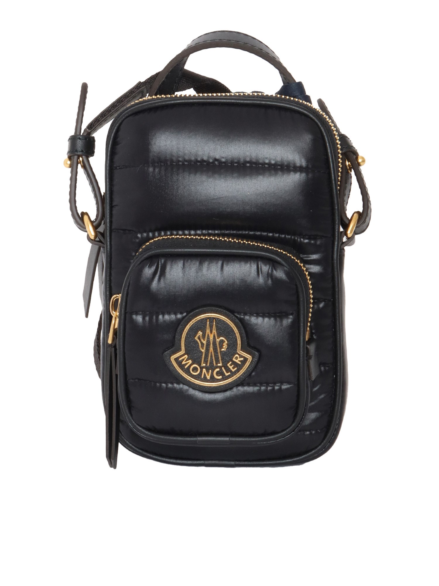MONCLER Nylon Kilia Logo Crossbody Gold Metal Shoulder Bag black