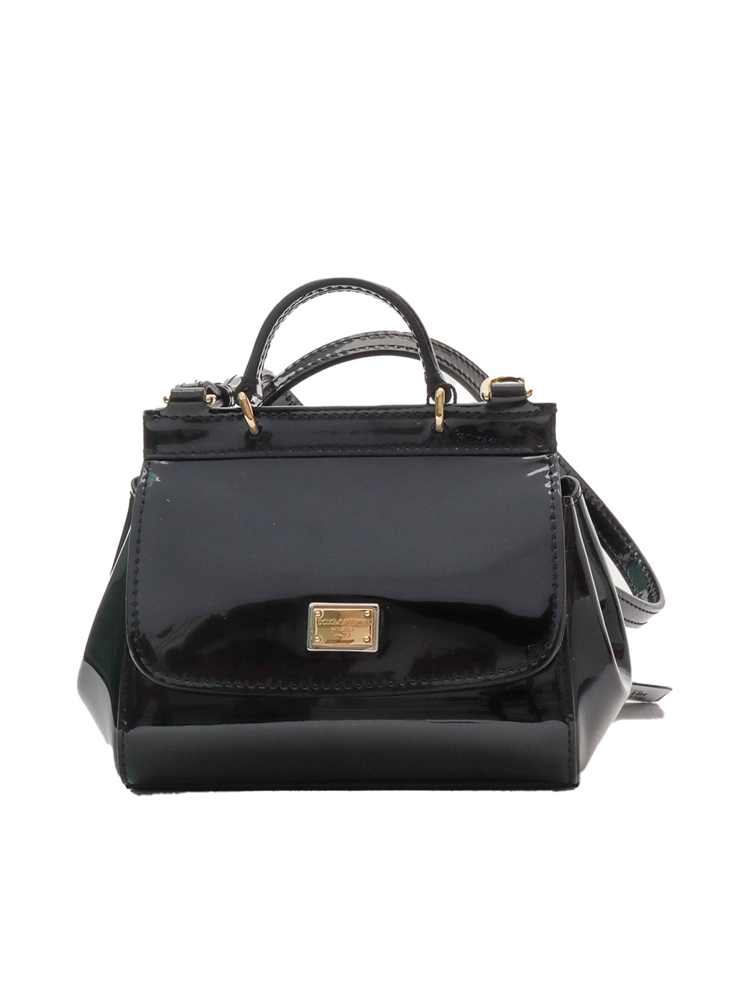 Dolce & Gabbana Junior Sicily Bag In Patent Leather In Nero