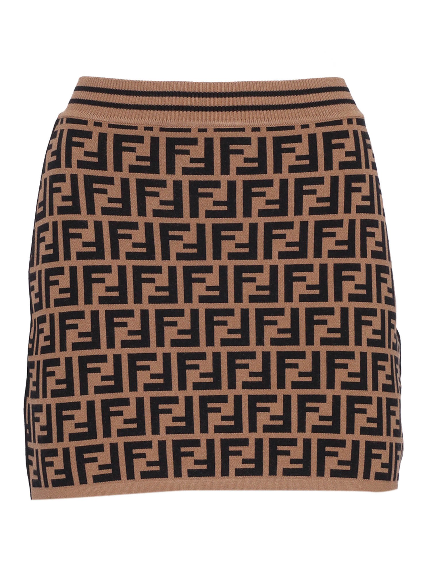 Fendi Jr Ff Knit Skirt In Brown