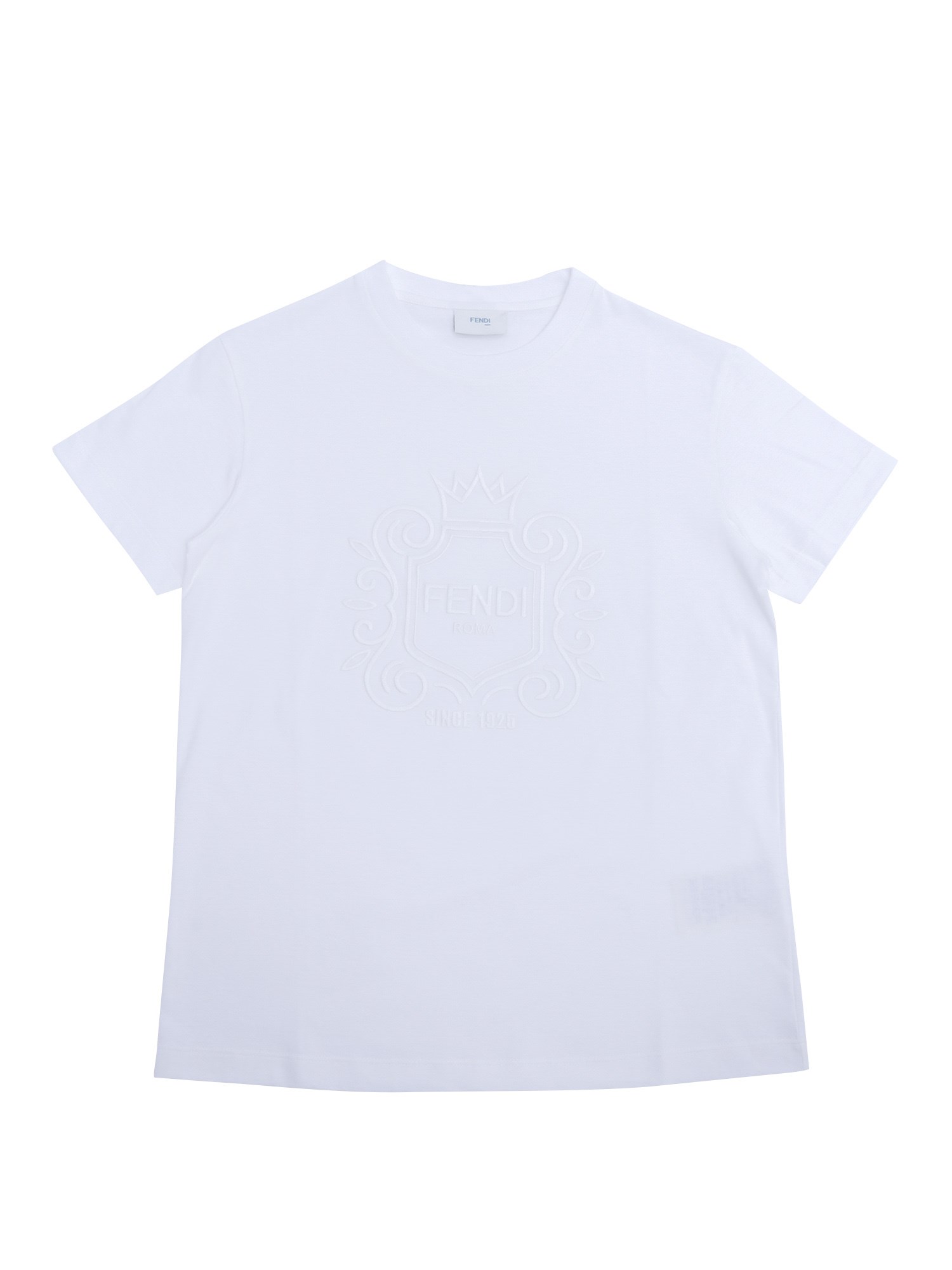 FENDI: Basic T-shirt with logo - Milk  Fendi t-shirt JUI013 7AJ online at