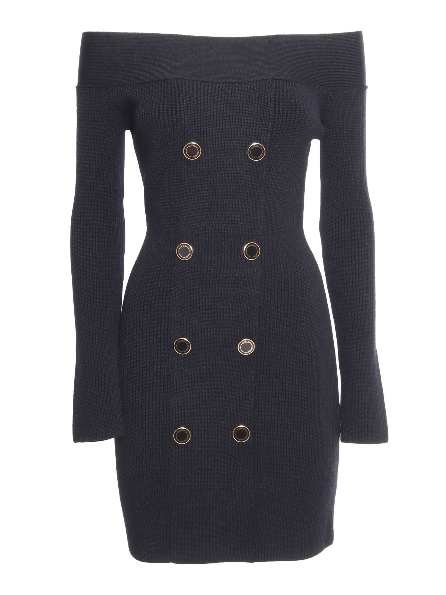 Elisabetta Franchi Robe Manteau With Bandeau Neckline In Nero
