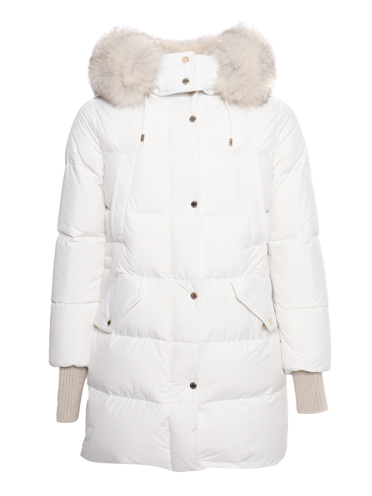 Moorer Padded And Quilted Nylon Jacket In White
