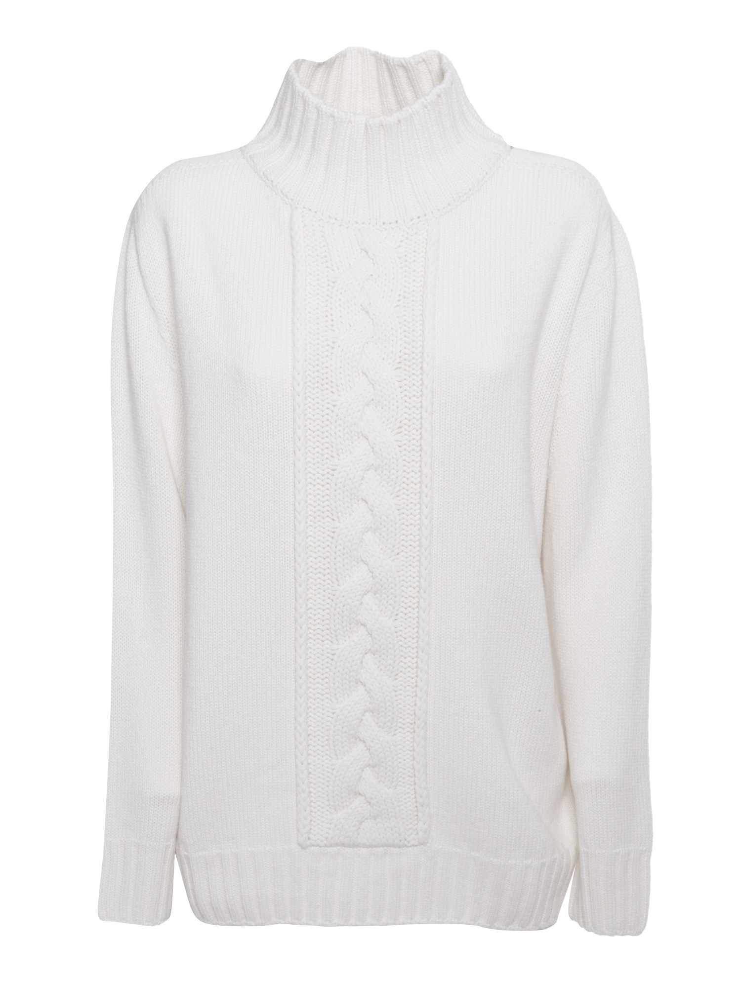 Le Tricot Perugia Braided Pullover In Bianco