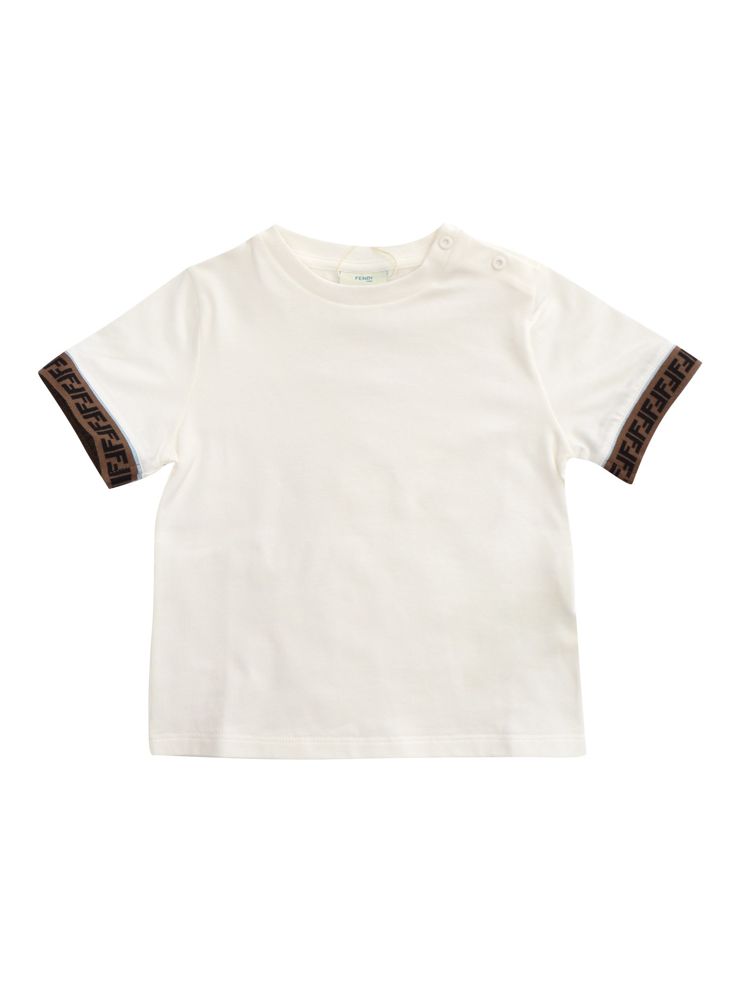 Fendi Jr Ff Edges T-shirt In Bianco