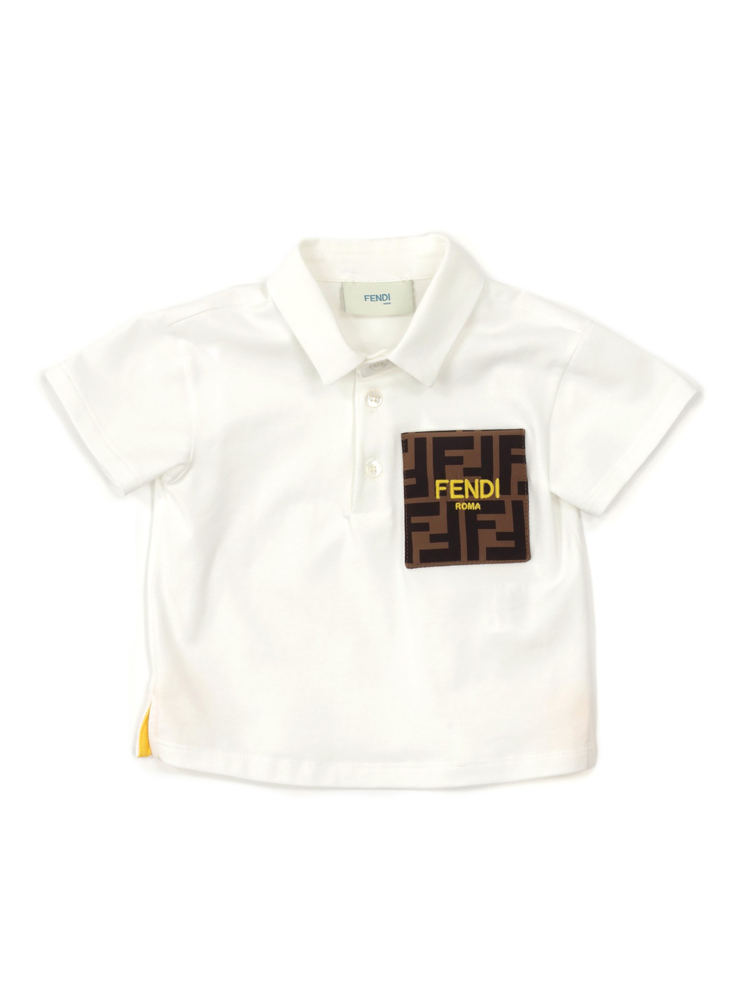 Shop Fendi Jr Ff Chest Pocket Polo In White
