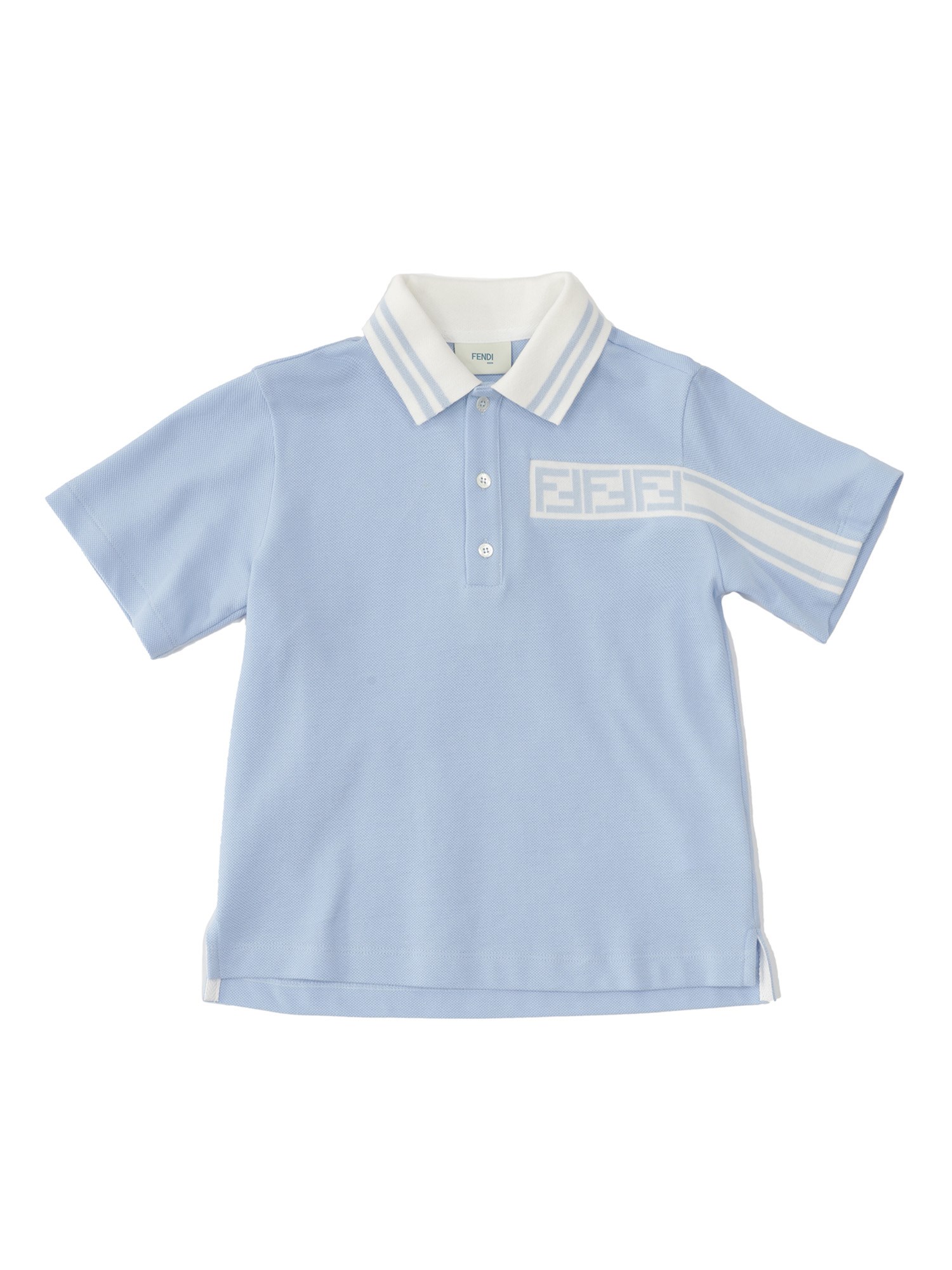 Shop Fendi Jr Logo Polo Shirt In Light Blue
