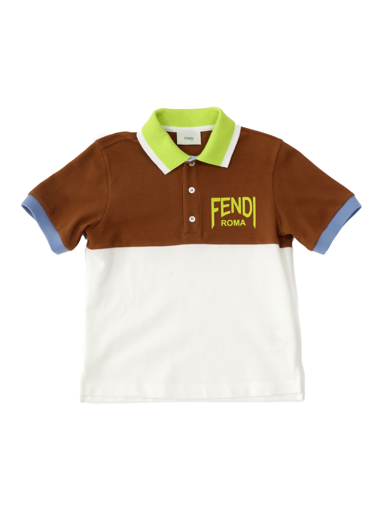 Shop Fendi Jr Color-block Polo Shirt In White