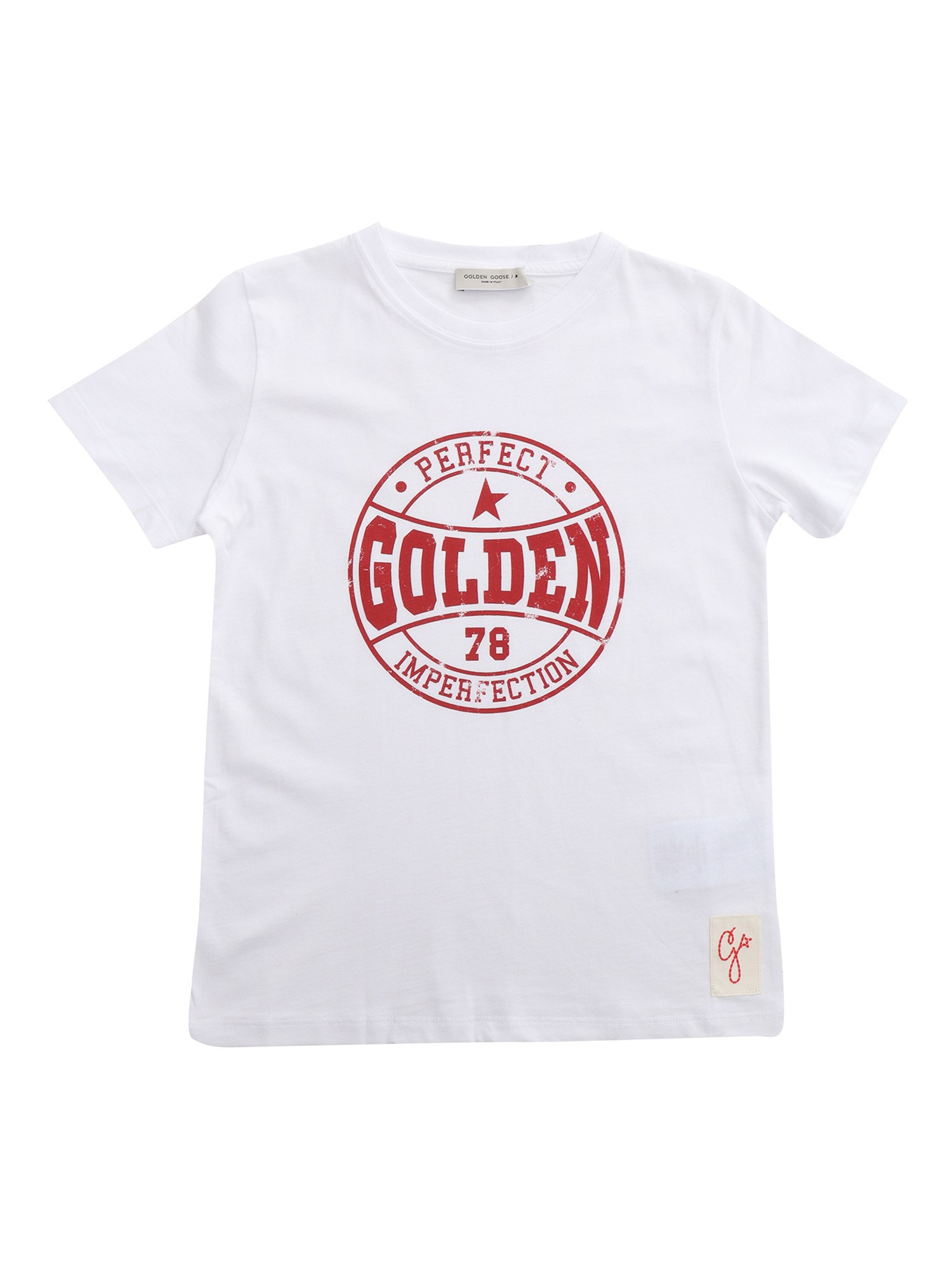 Golden Goose Kids' Logo T-shirt In Bianco