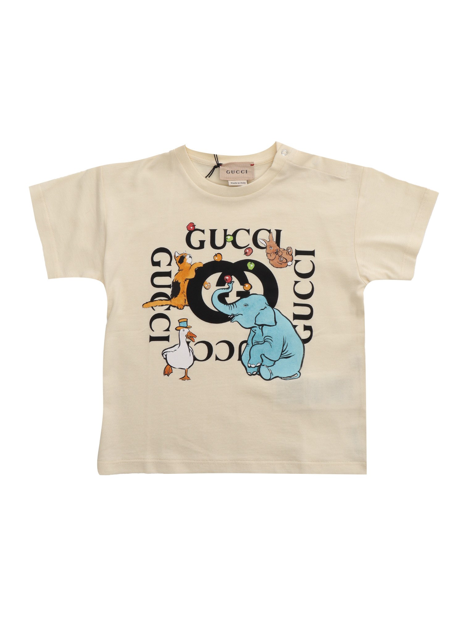Gucci Kids' Baby Cotton Animal Print T-shirt In Giallo