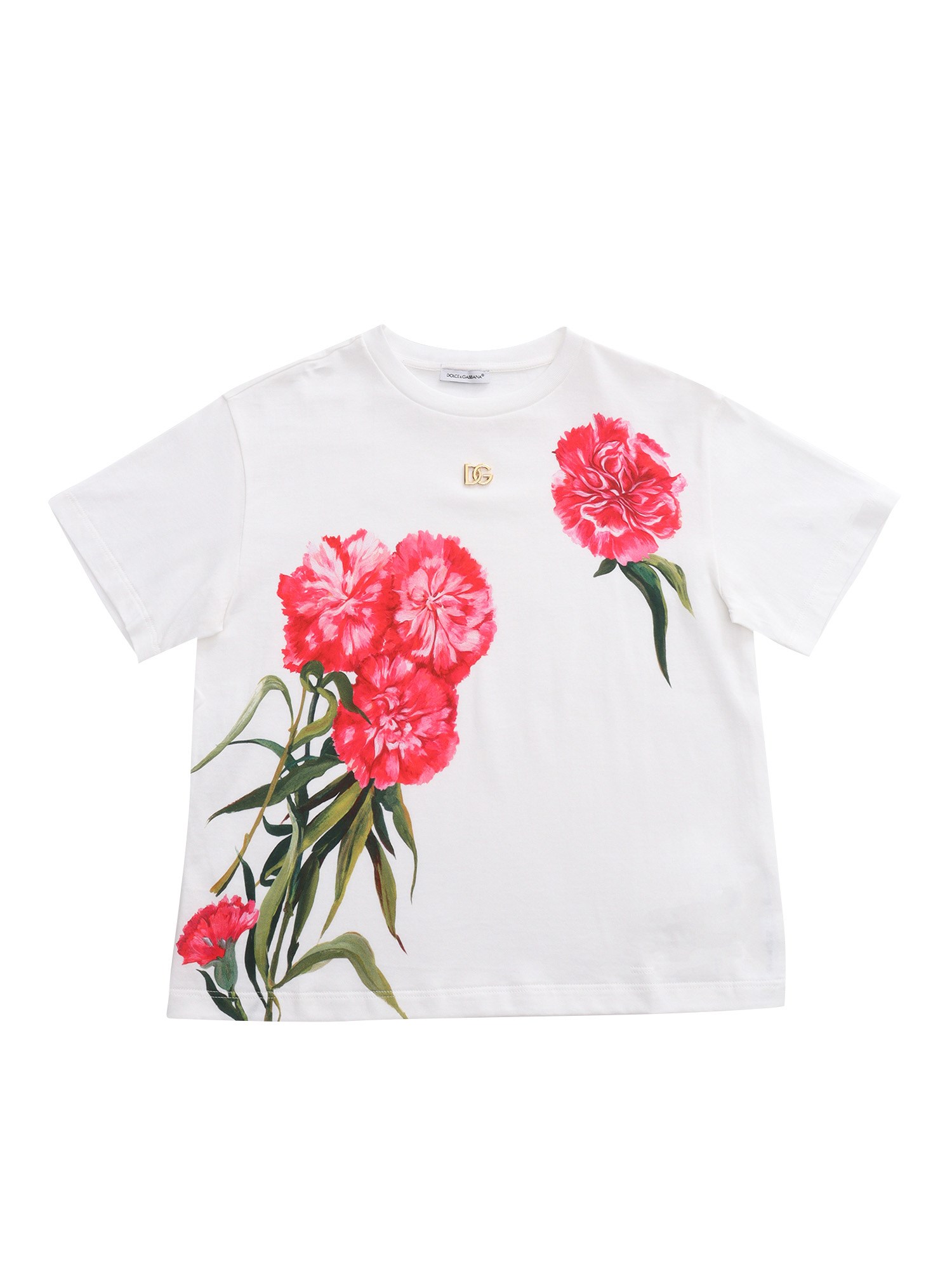 Dolce & Gabbana Junior Kids' Floral T-shirt In Bianco