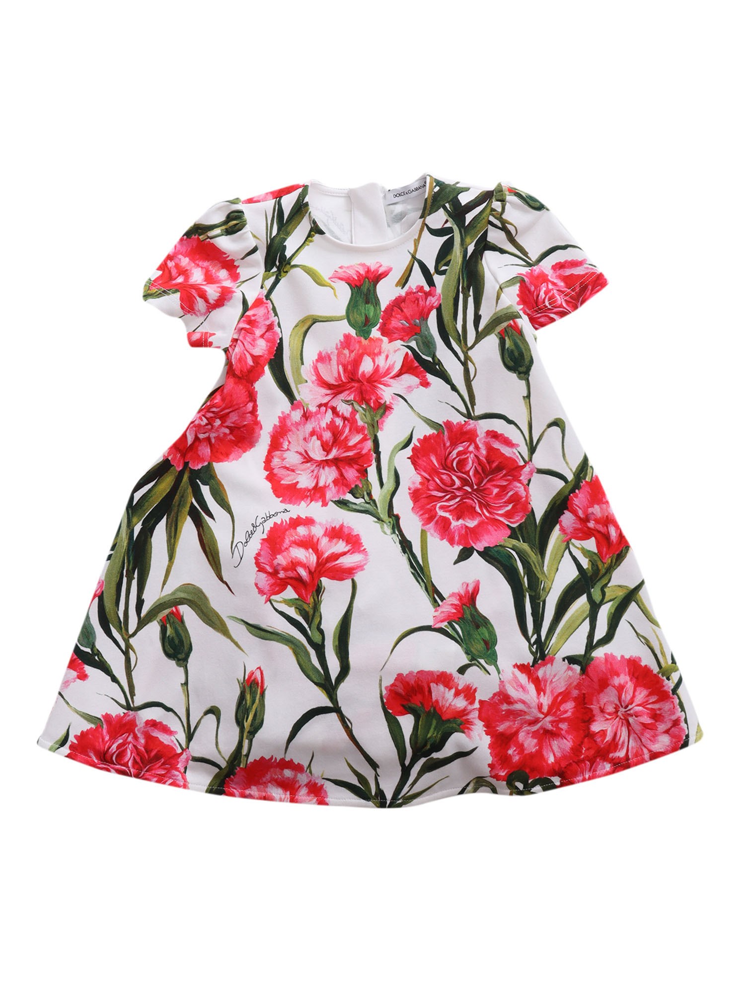 Dolce & Gabbana Junior Floral Dress With Knikers In Bianco