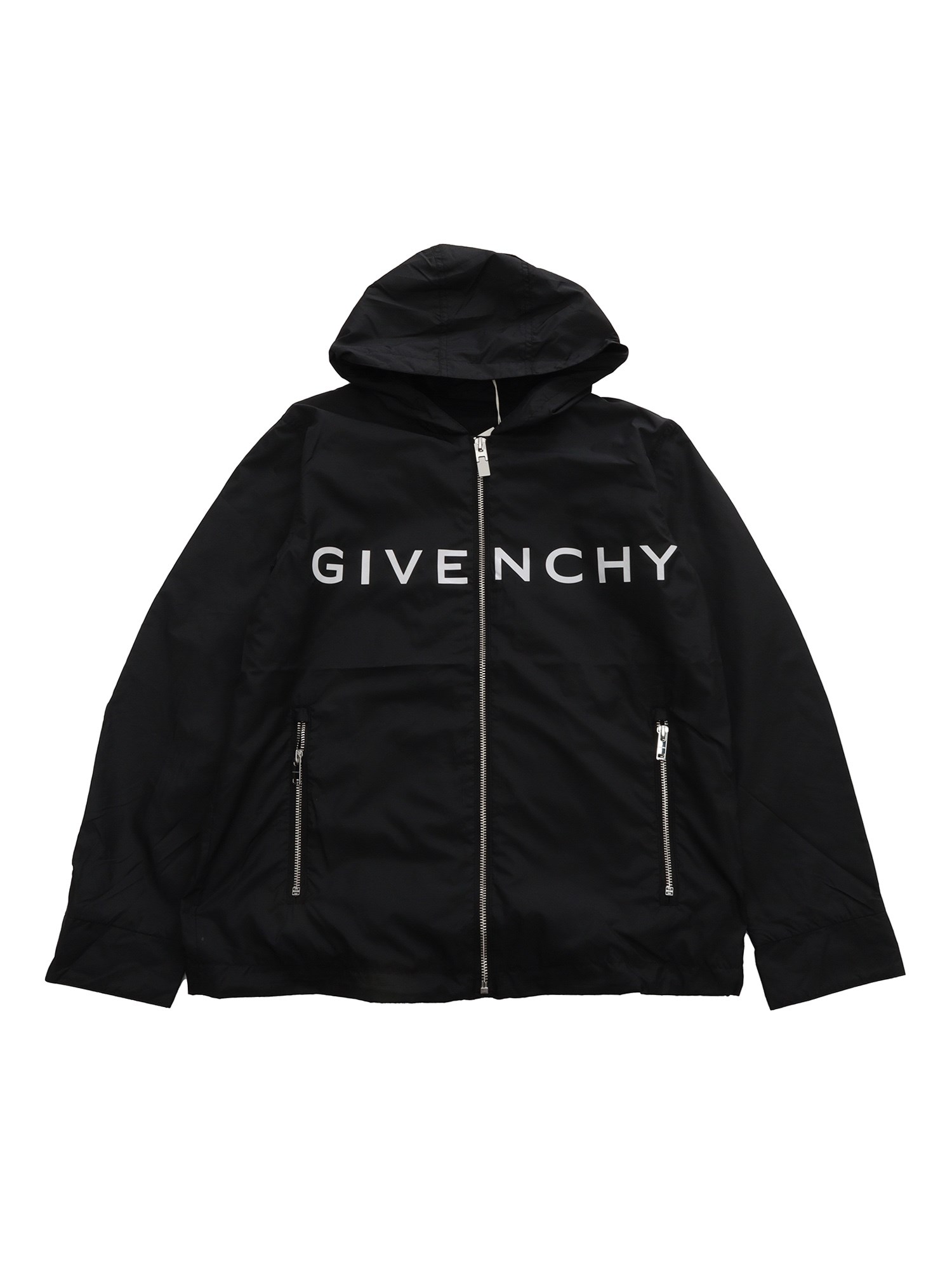 Givenchy Kids' Hooded Raincoat In Nero