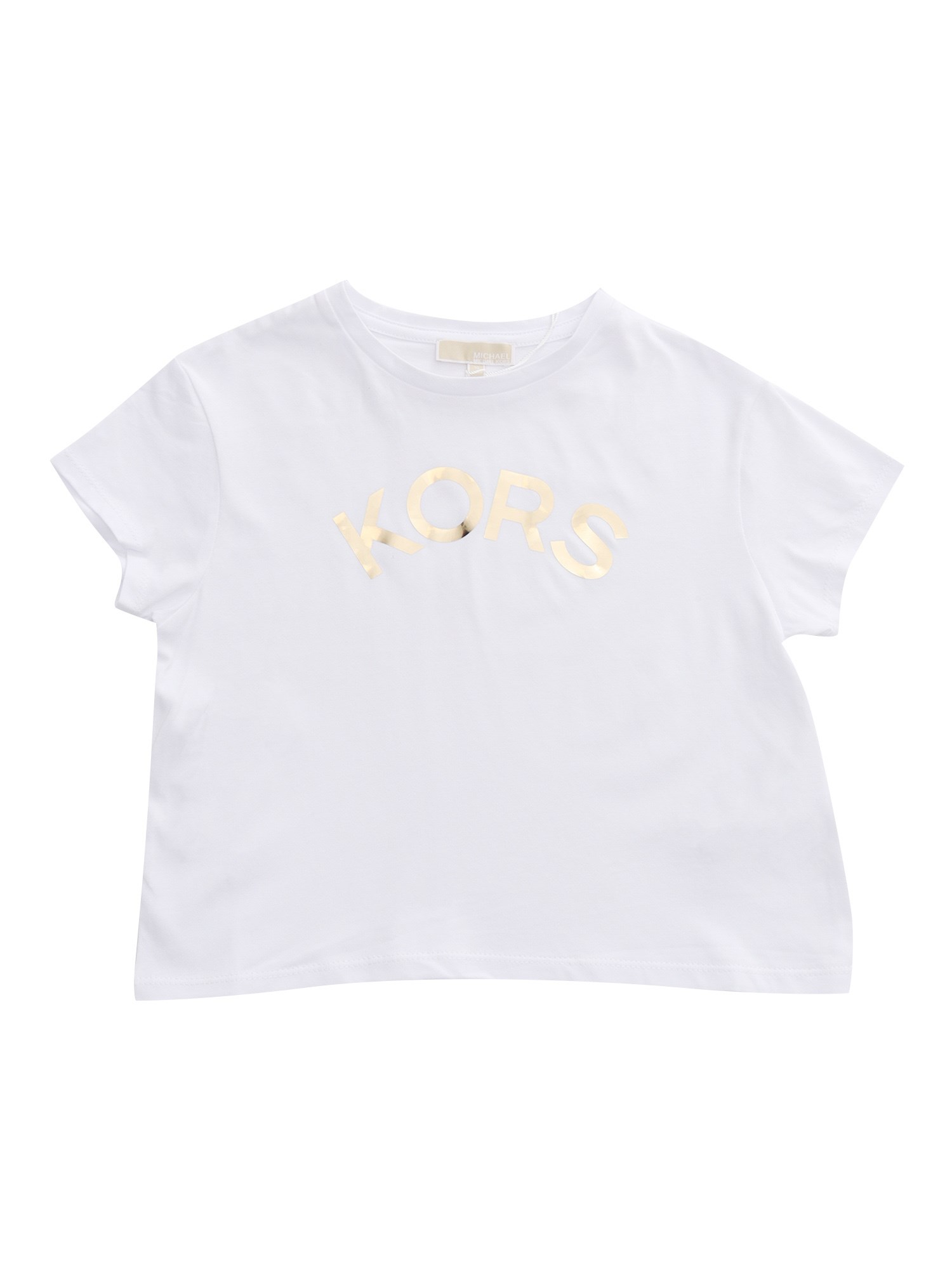 Michael Kors Kids' Laminated Logo T-shirt In Bianco