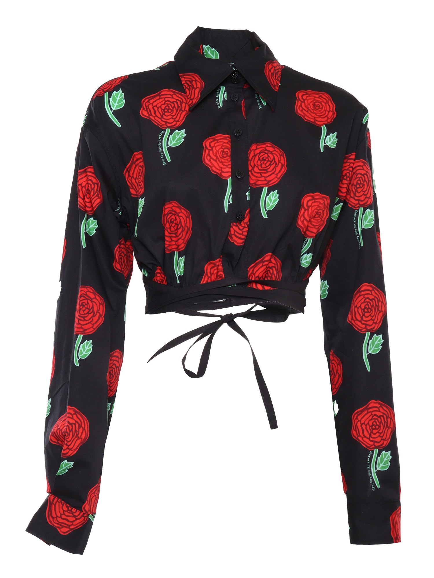 Versace Jeans Couture Roses Shirt In Black