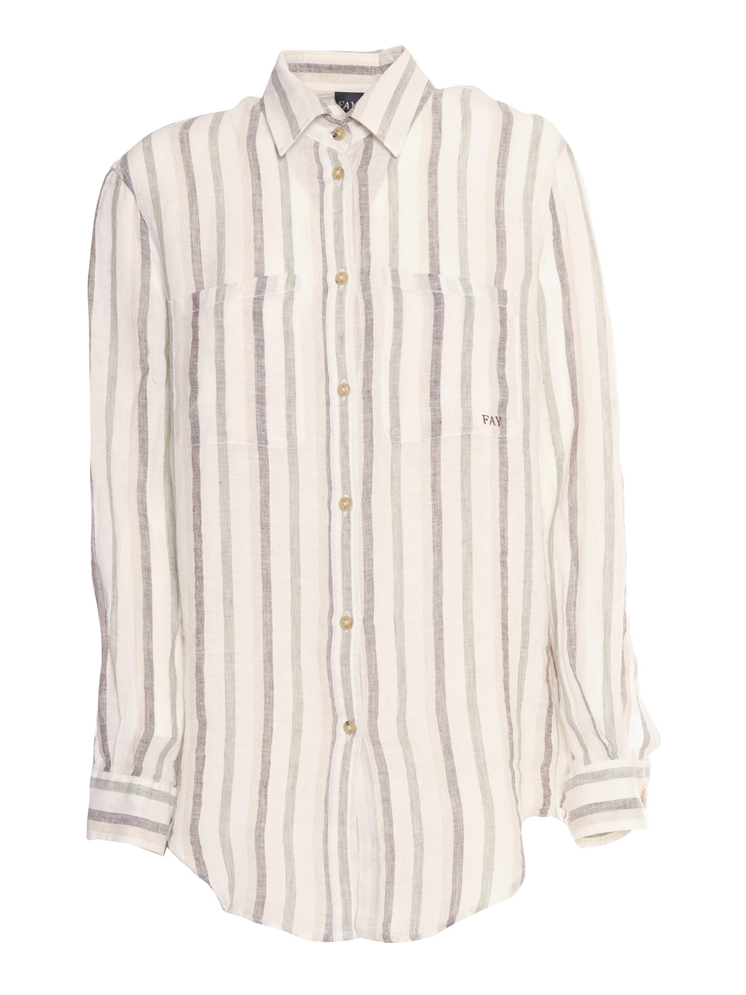 Fay Striped Shirt In Grigio