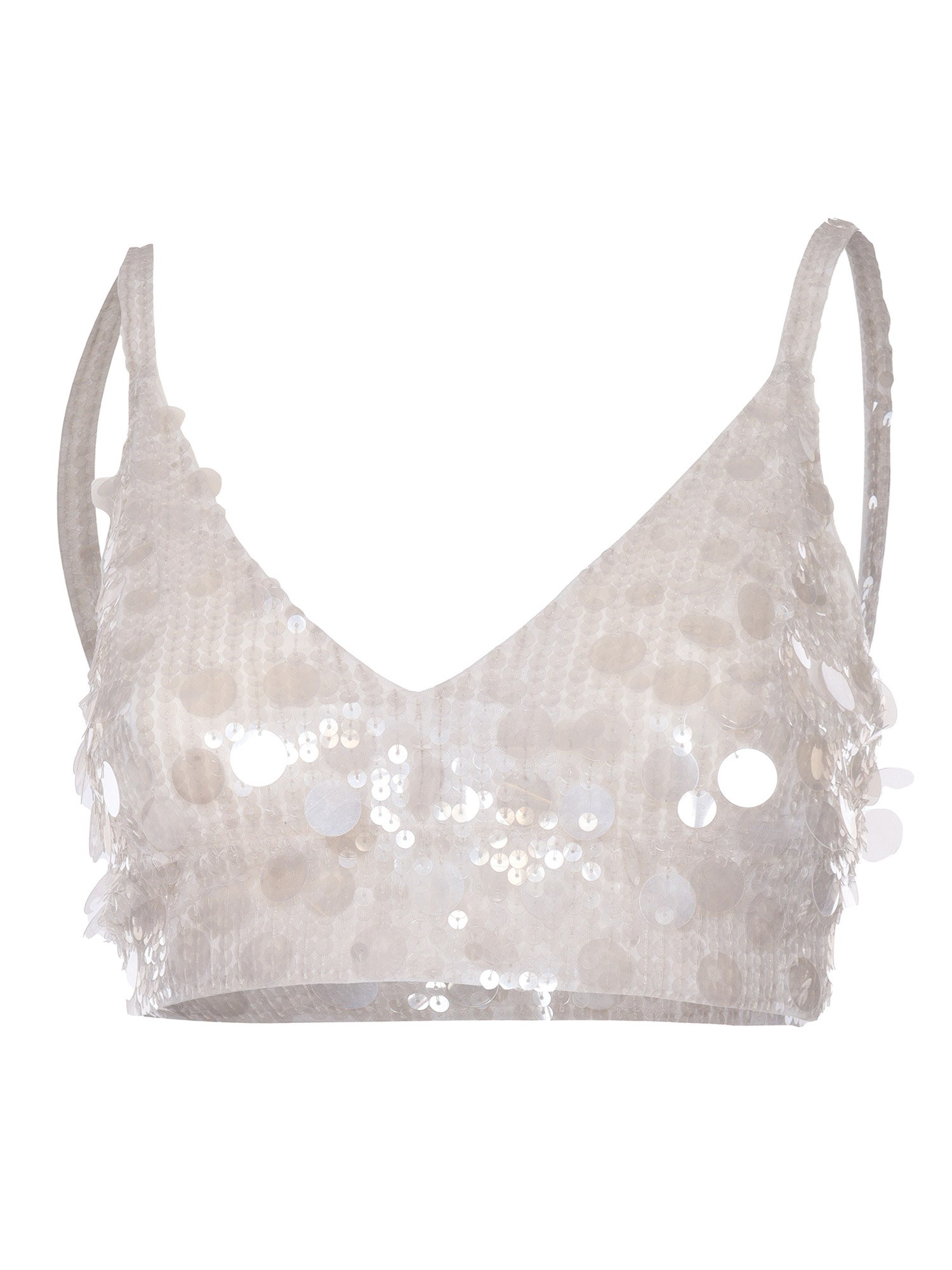 P.a.r.o.s.h Sequined Top In Bianco