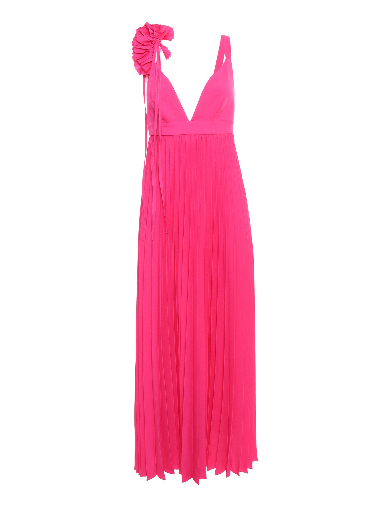 P.a.r.o.s.h Palmer Pleated Maxi Dress In Fuxia
