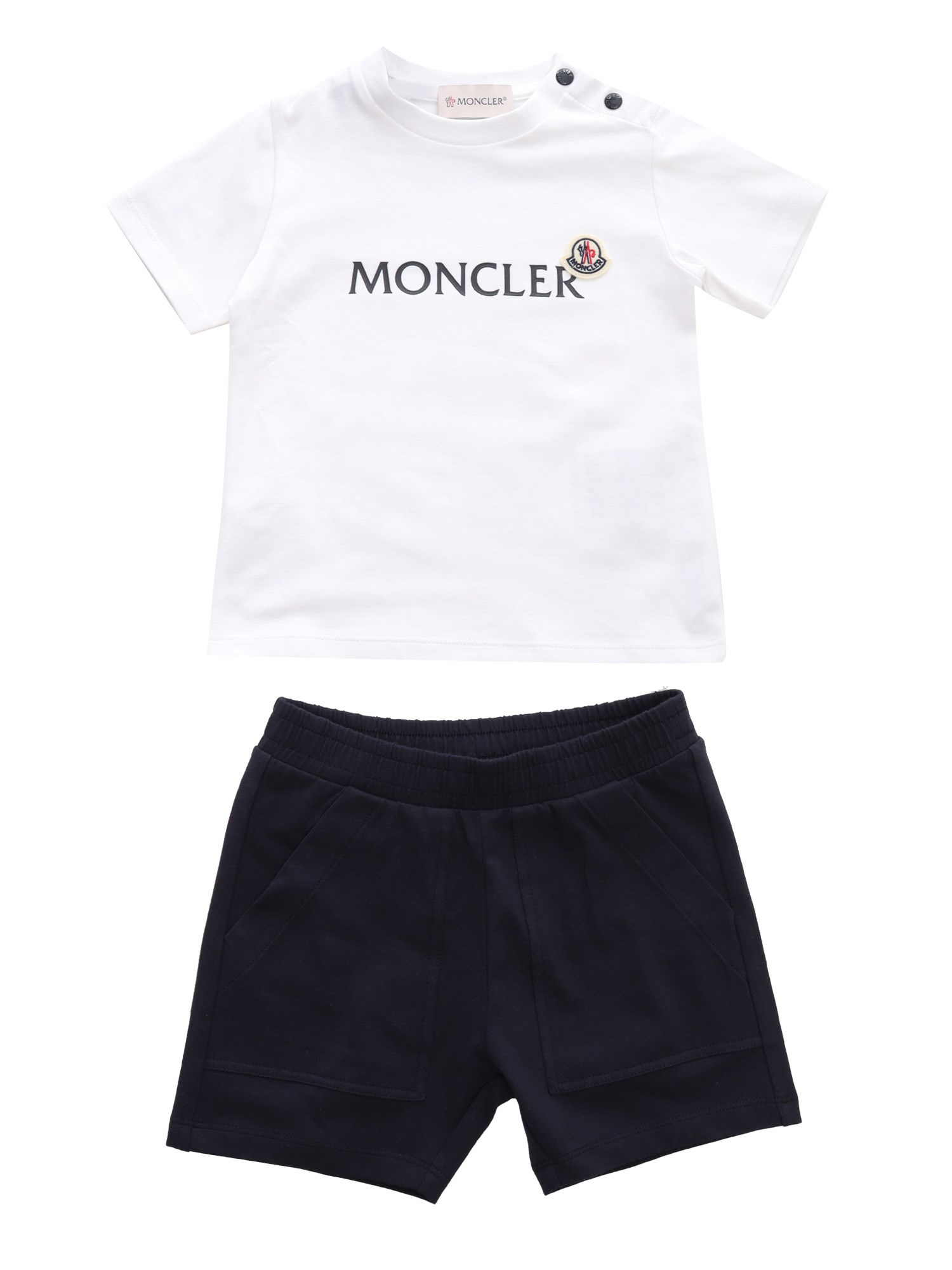 Moncler Baby Jersey T-shirt & Shorts In Bianco