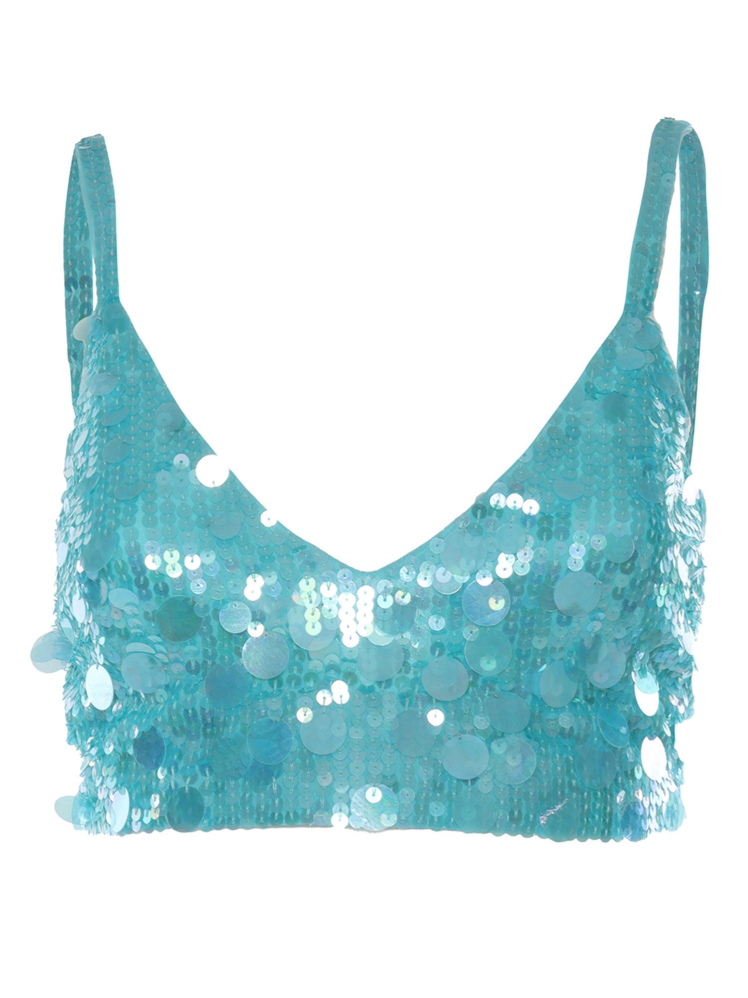 Shop P.a.r.o.s.h Sequined Top In Verde