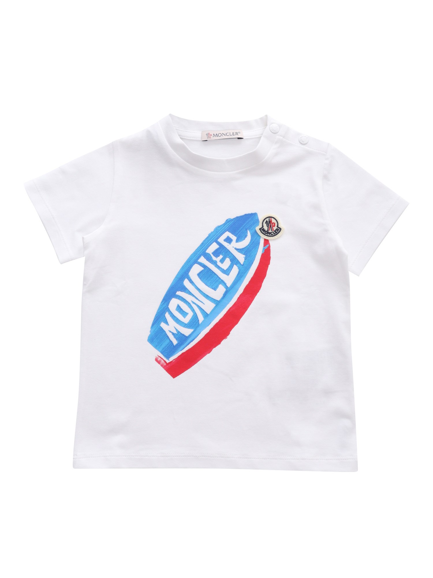 Moncler Baby Surf Logo T-shirt In Bianco