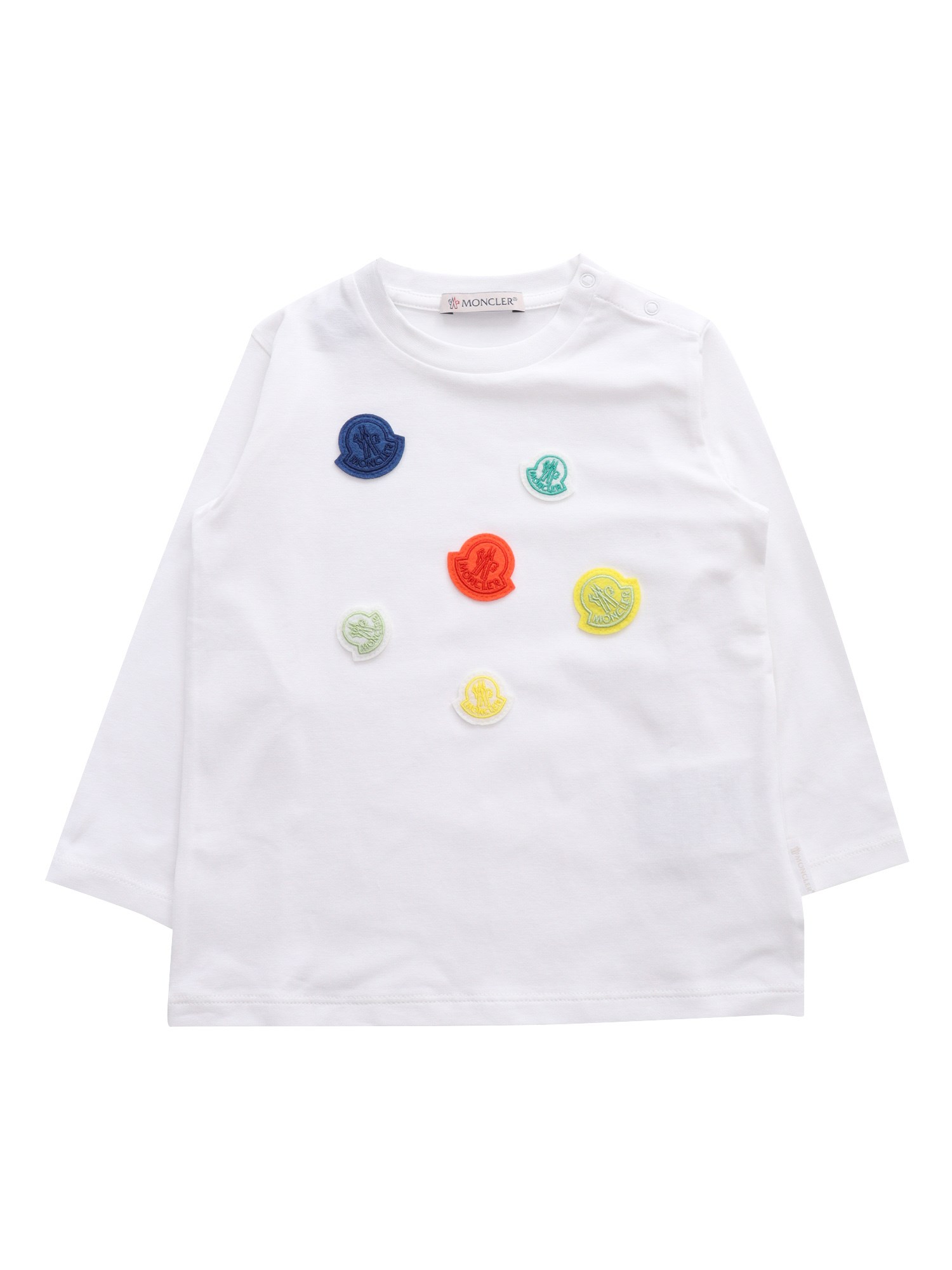 Moncler Baby Long Sleeved T-shirt In Bianco