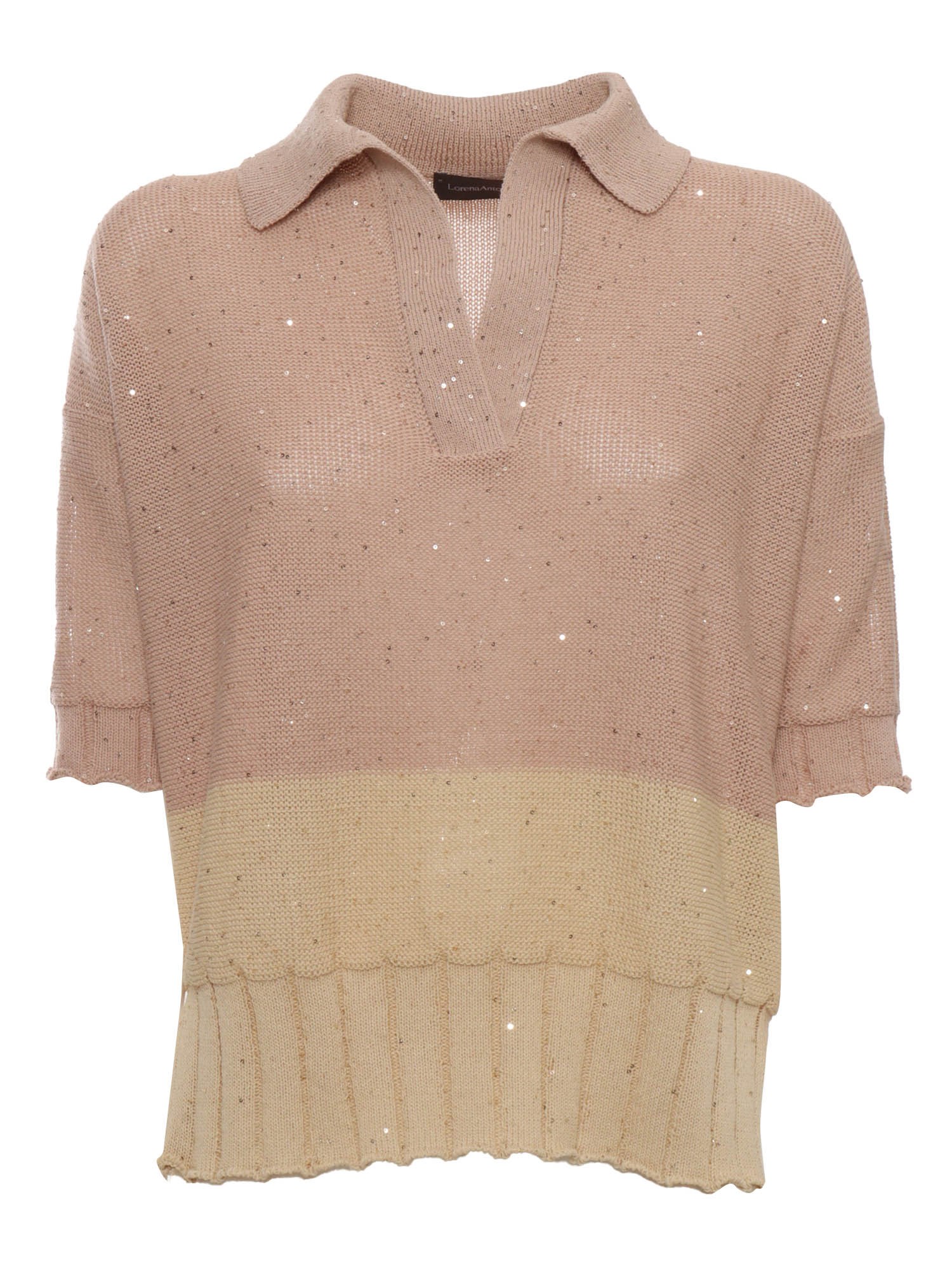 Lorena Antoniazzi Knitted Polo Shirt In Rosa