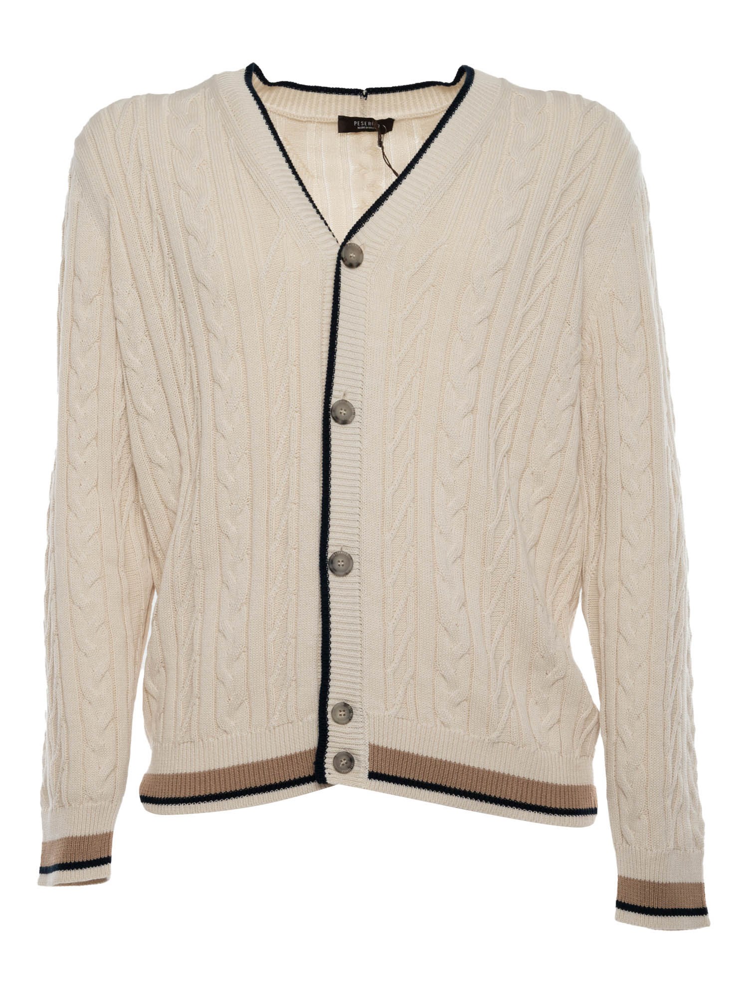 Peserico Cable Knit Cardigan In Beige