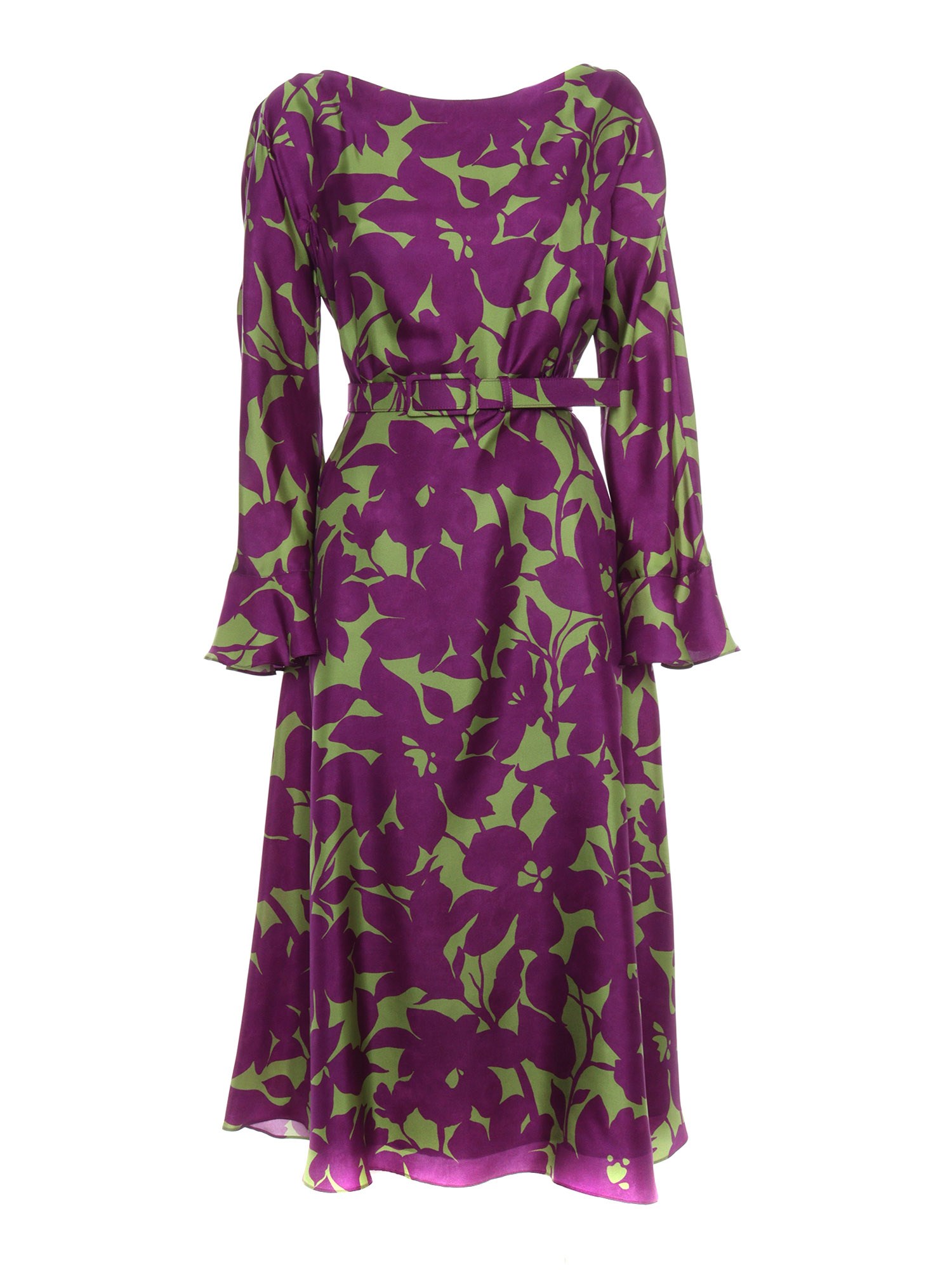 Max Mara Utile Printed Silk Dress In Purple