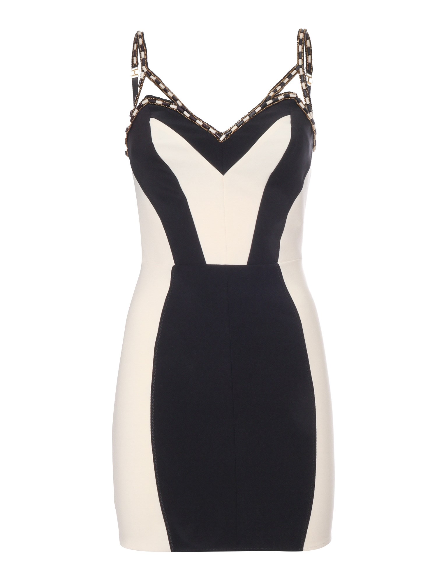 Elisabetta Franchi Two-tone Mini Dress In Nero