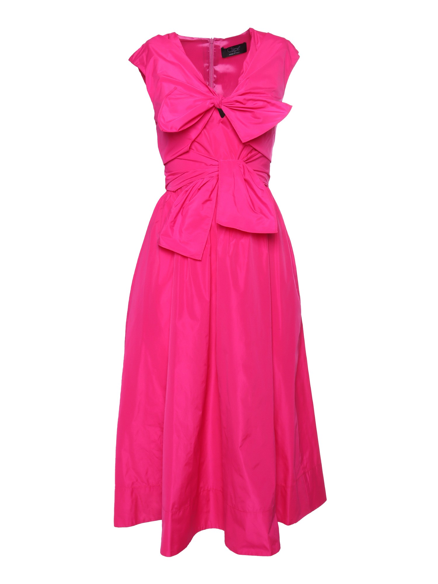 Clips Dress With Bows In Fuxia