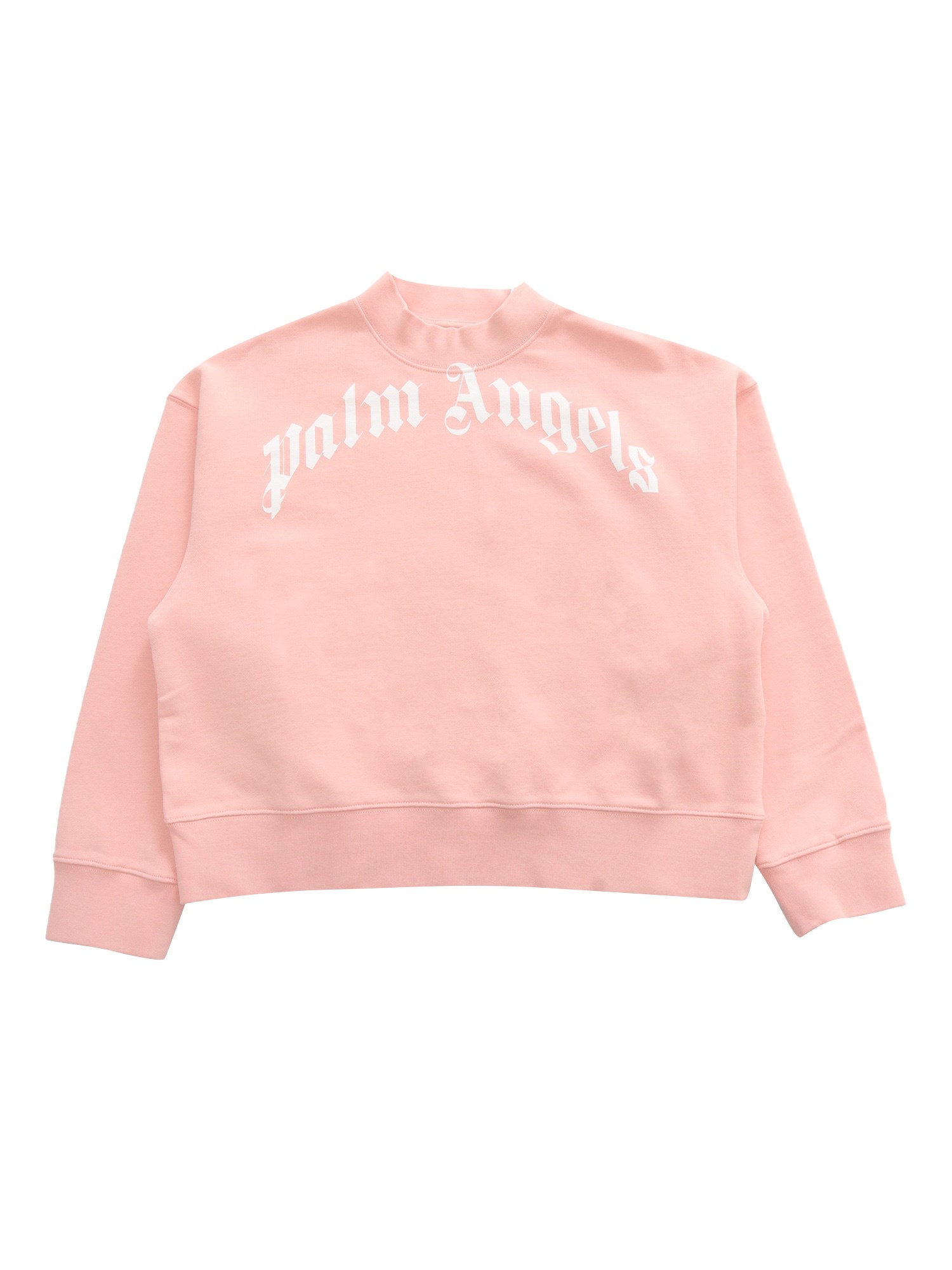 Palm Angels Curved Logo Sweatshirt In Pink