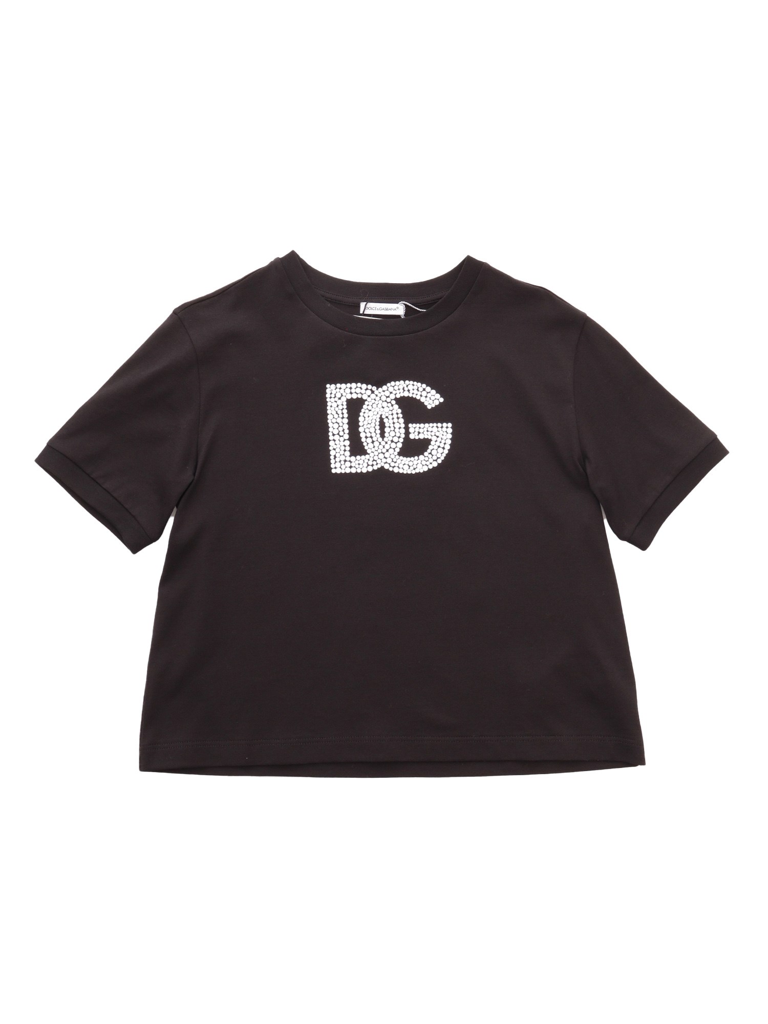 Dolce & Gabbana Junior Crystal Dg T-shirt In Black | ModeSens