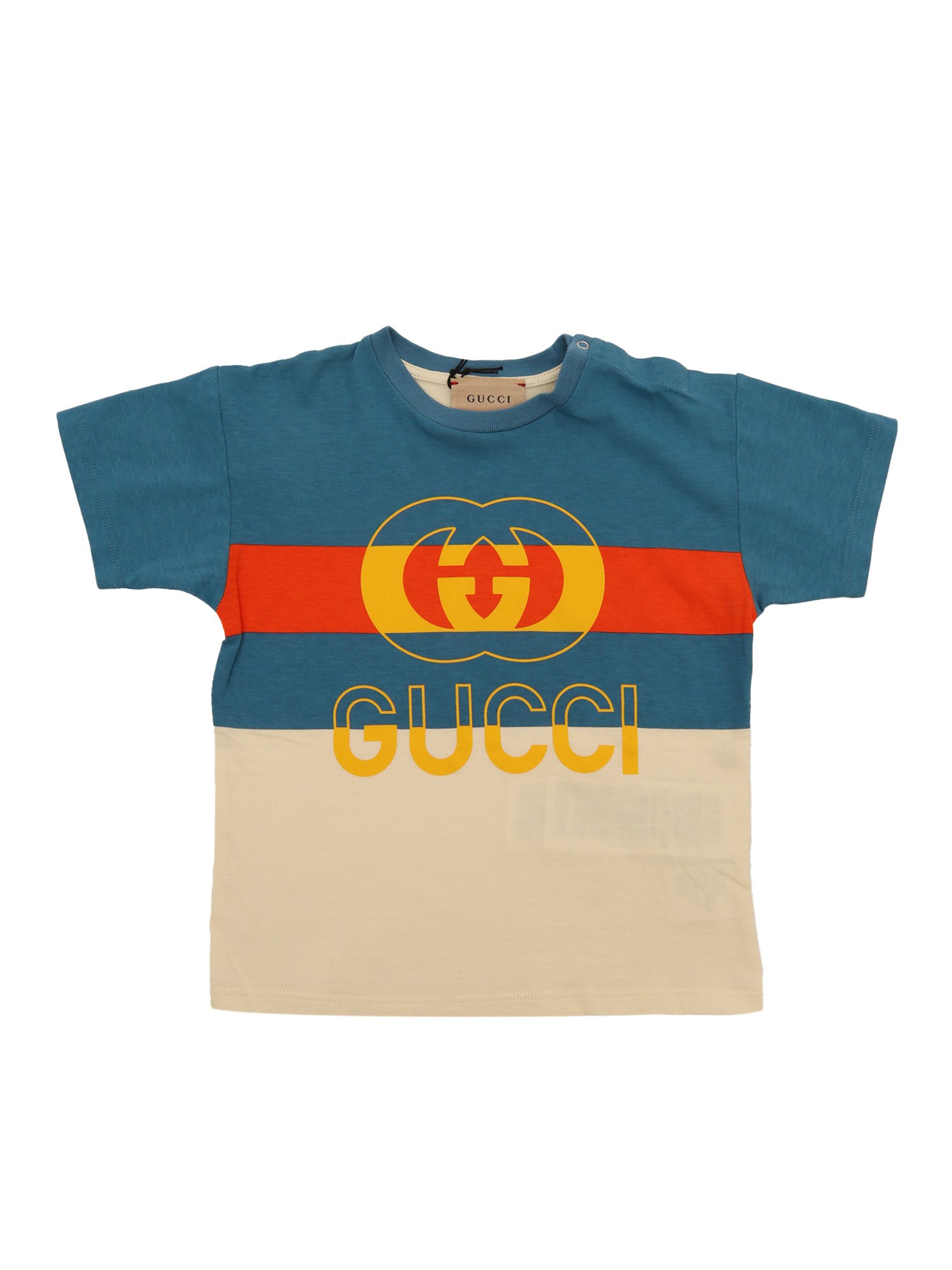 Gucci Kids' Printed Cotton T-shirt In Blue