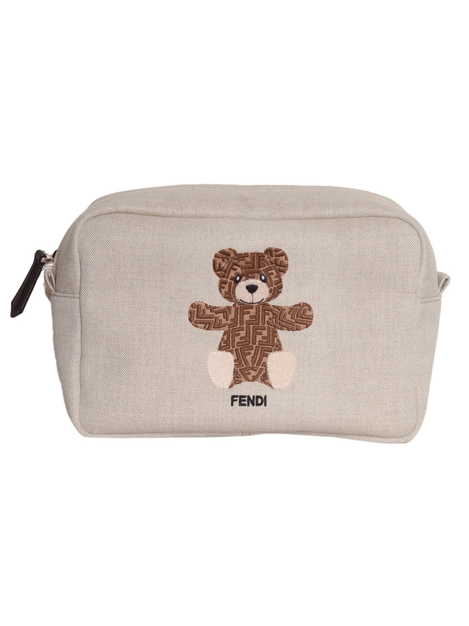 Fendi Jr Beauty Case Canvas In Beige