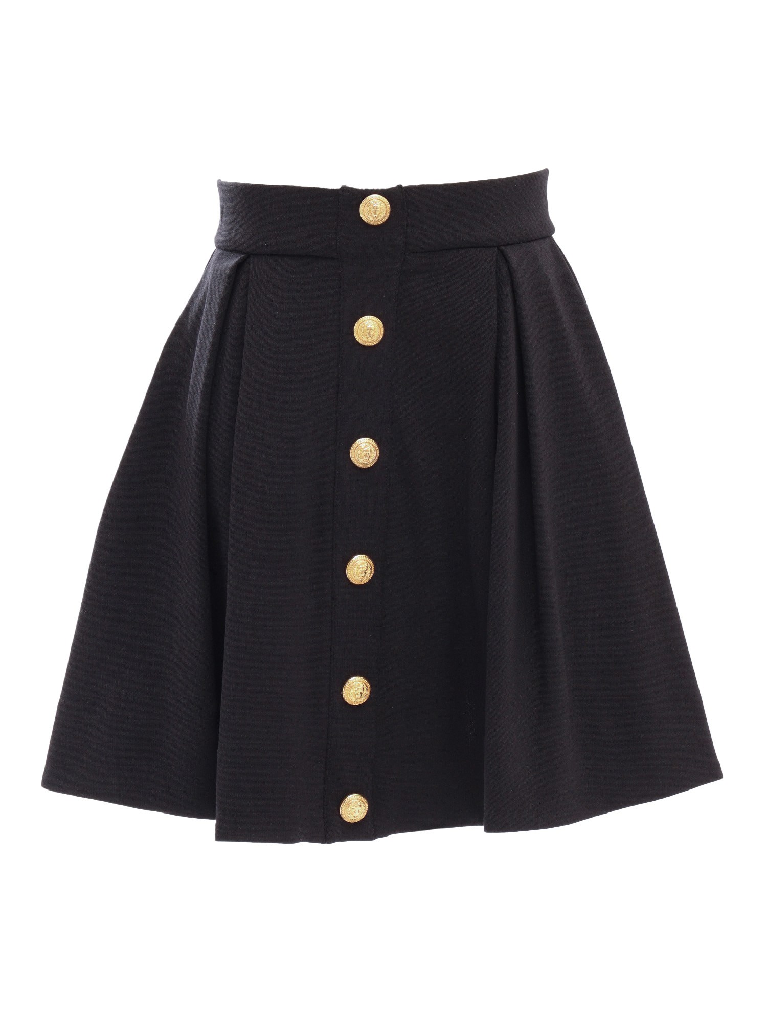 Balmain Logo Buttons Embellished Skirt In Black