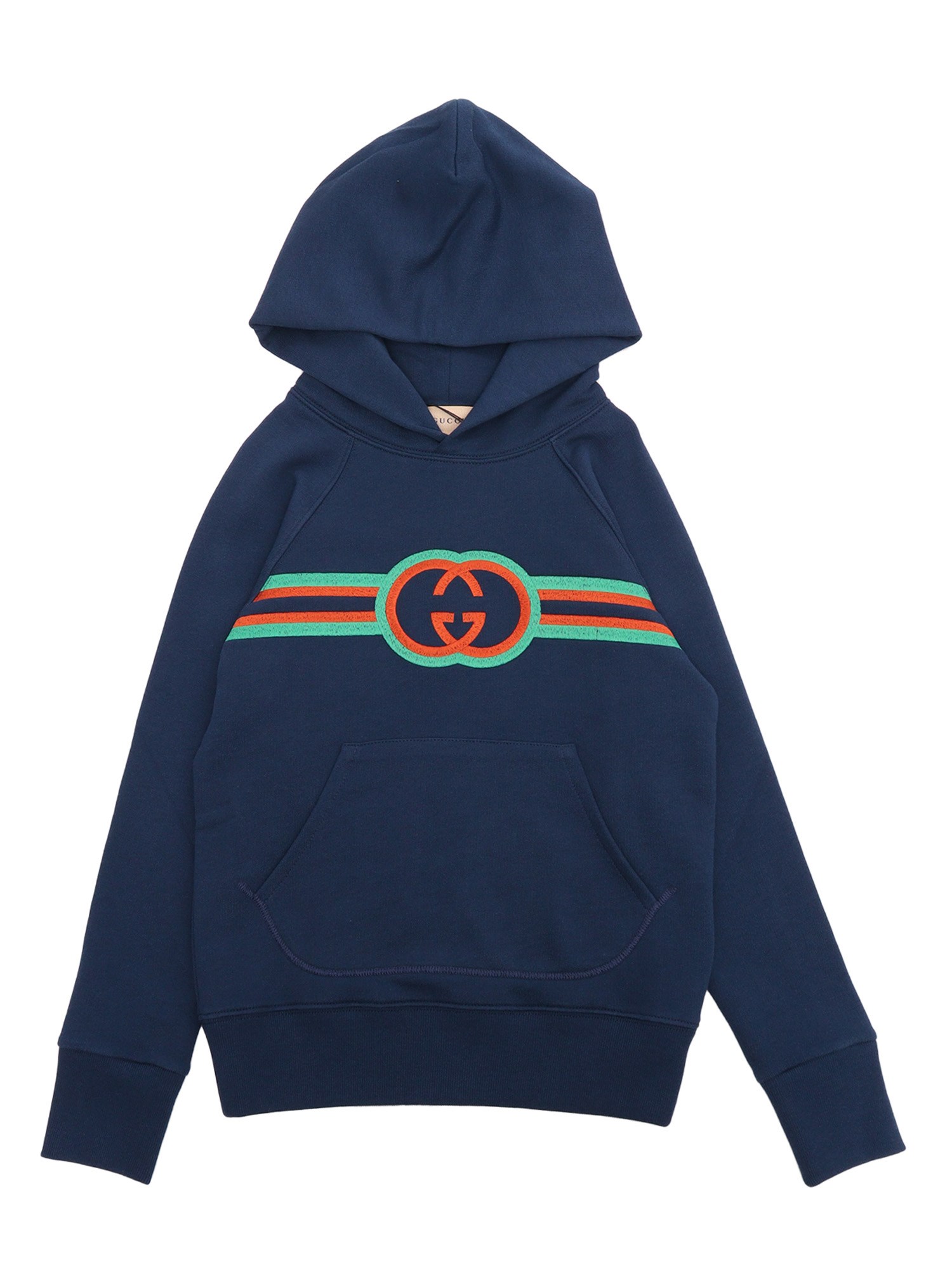 Shop Gucci Blue Sweater With Logo Gg