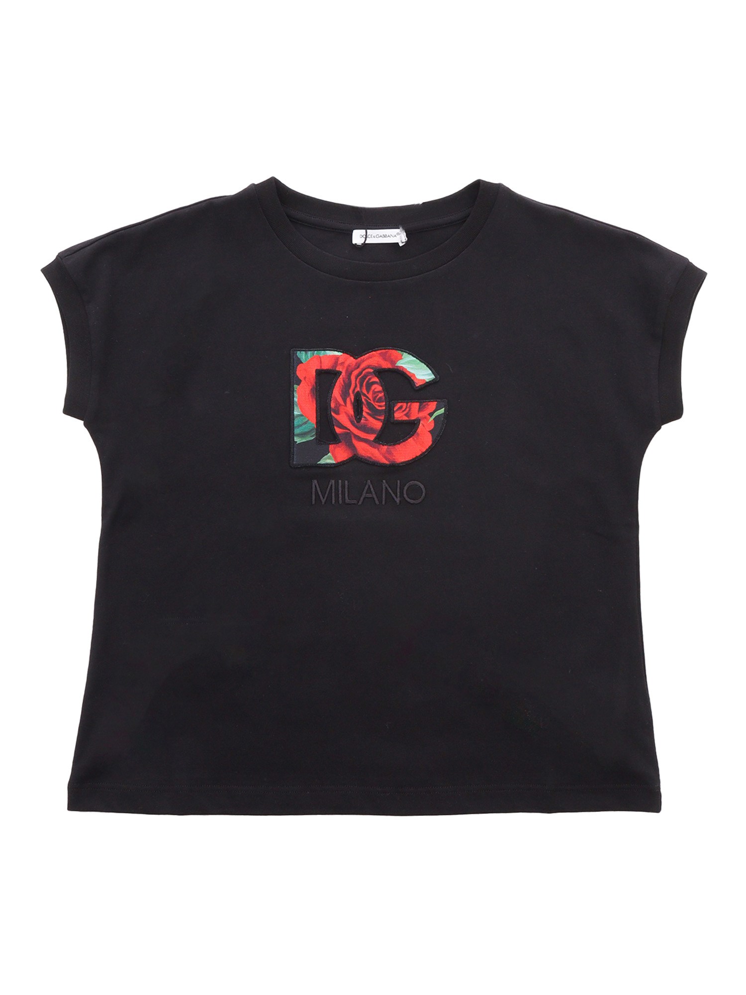 Dolce & Gabbana Junior Roses Dg T-shirt In Black | ModeSens