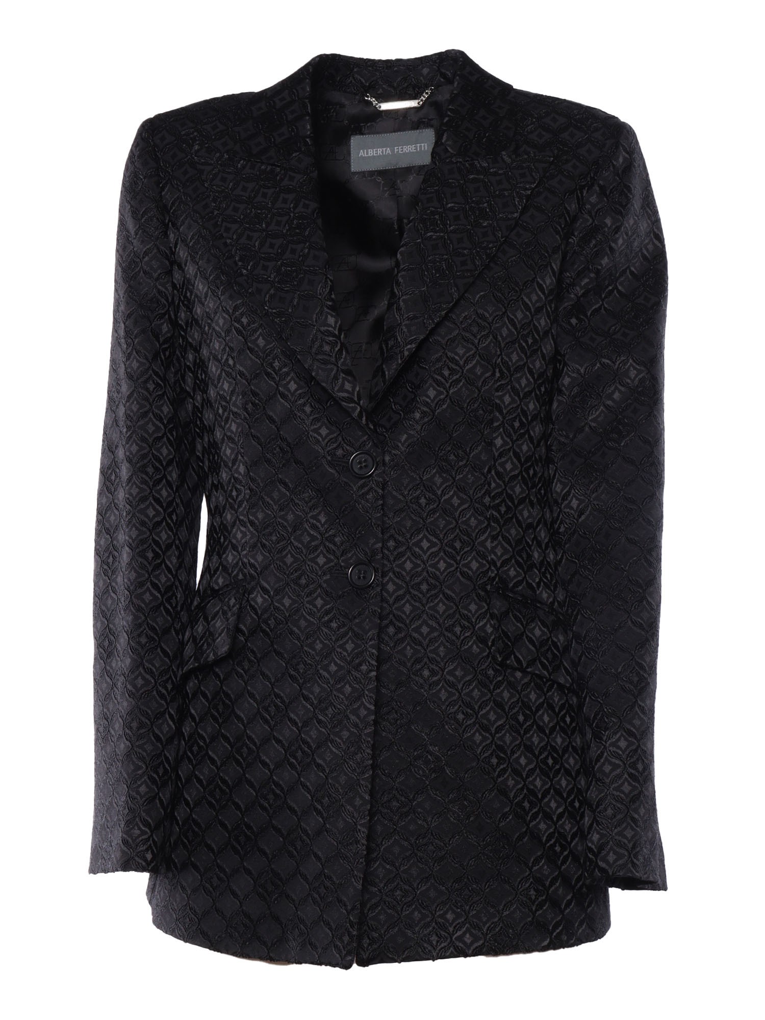 Shop Alberta Ferretti Jacquard Monogram Blazer In Black