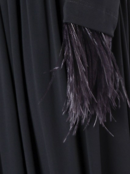 ALBERTA FERRETTI Pleated dress with feathers