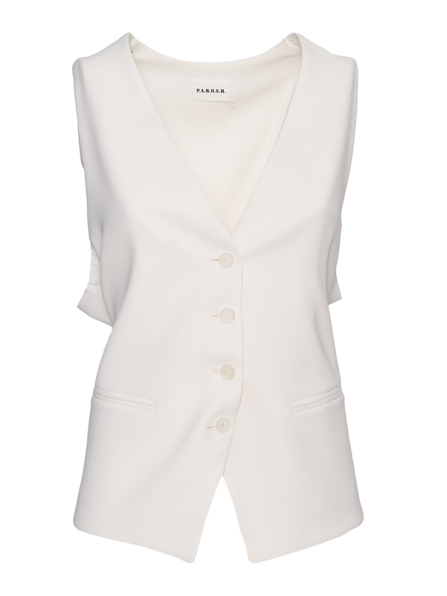 P.a.r.o.s.h . Rear Belted Buttoned Vest In White
