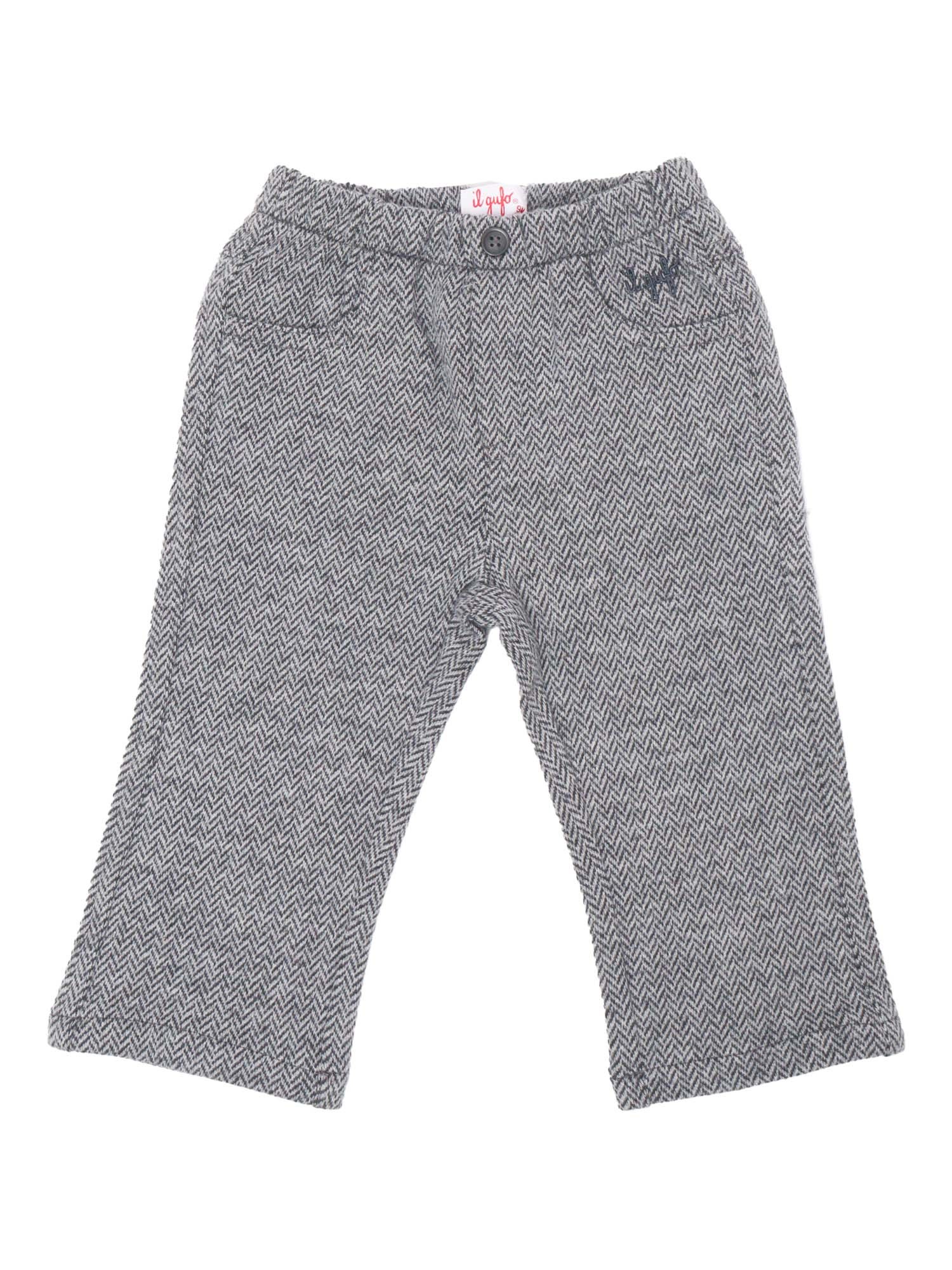 Il Gufo Herringbone Cotton Trousers In Gray