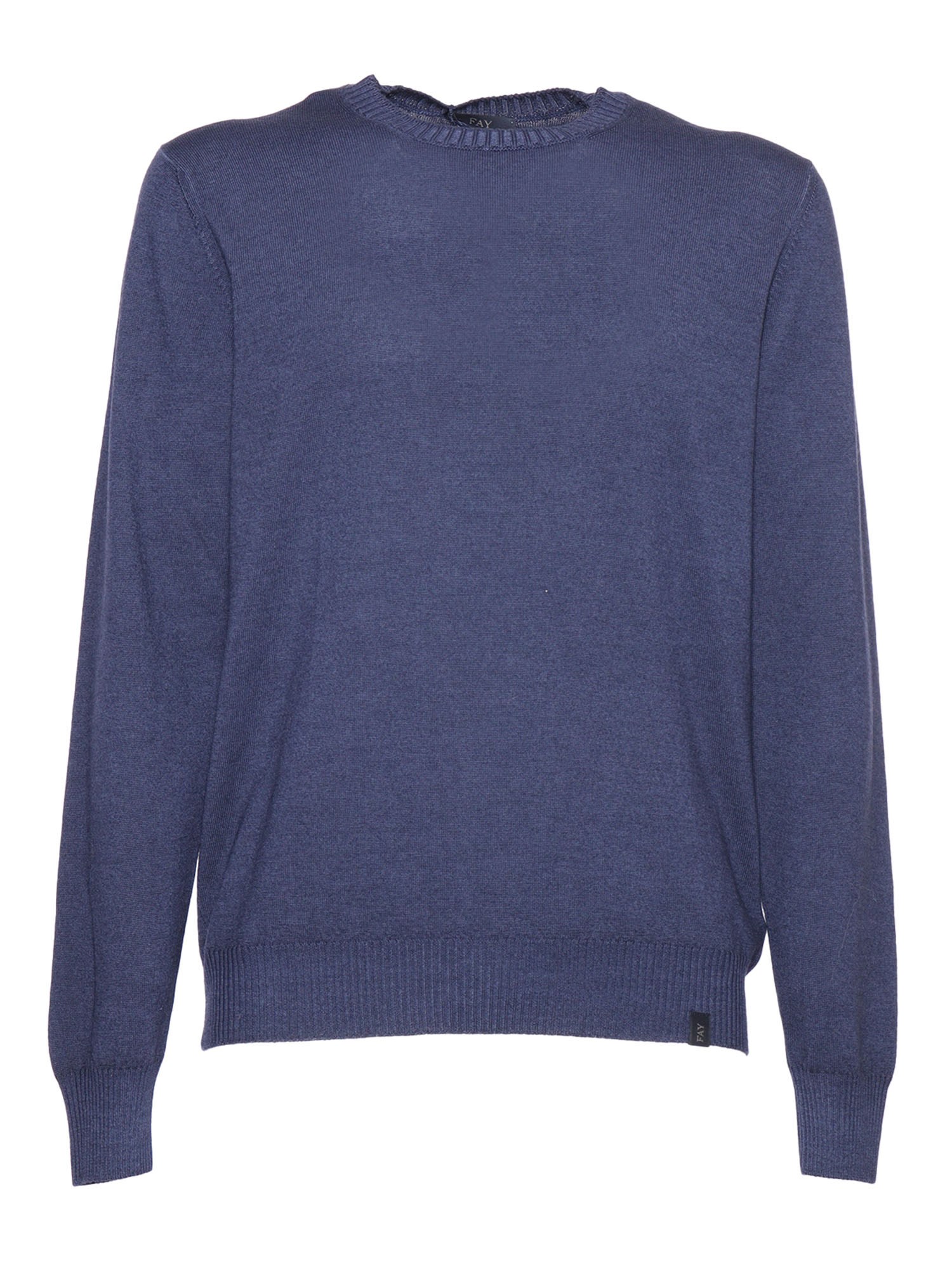 Fay Pullover Sweater In Cotton In Blue