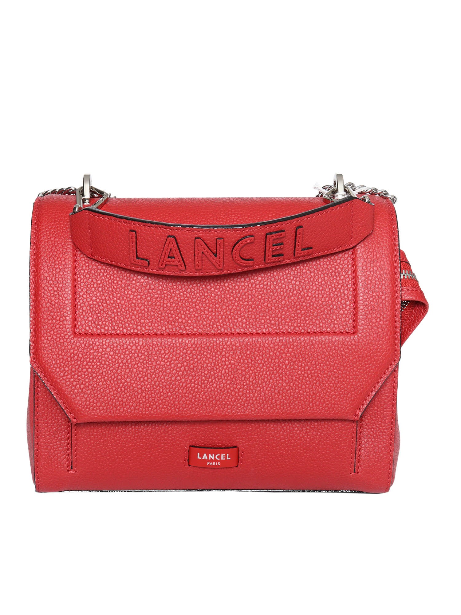 Lancel Leather Flap Bag In Red
