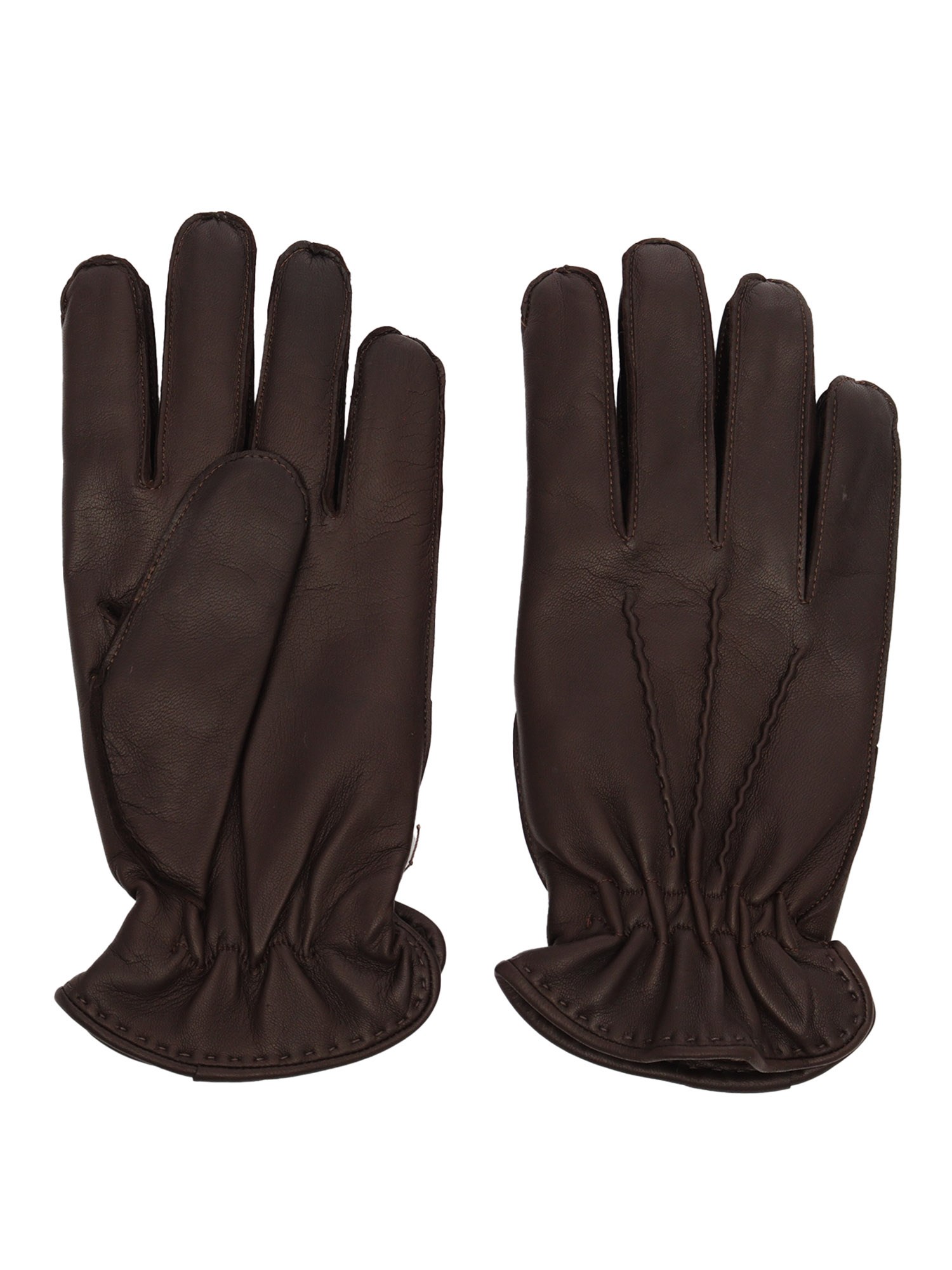 Shop Orciani Leather Gloves In Brown