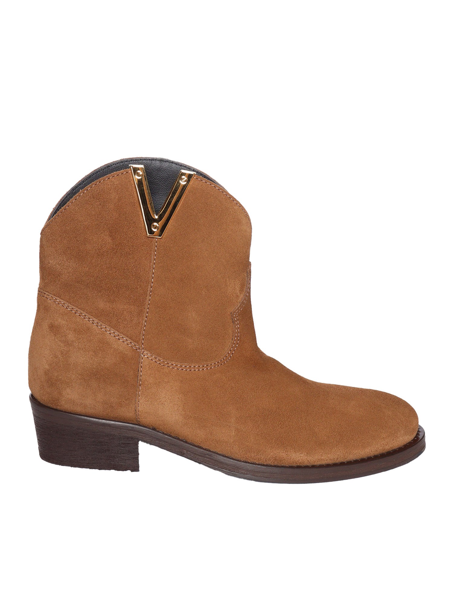 Via Roma 15 Velour Texan Ankle Booties In Brown