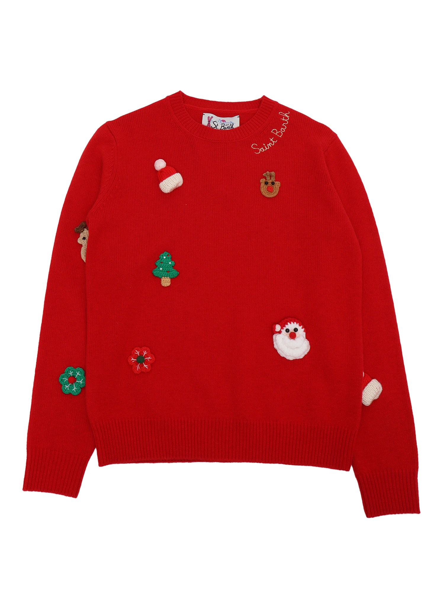 Mc2 Saint Barth Merry Patch Jumper In Red