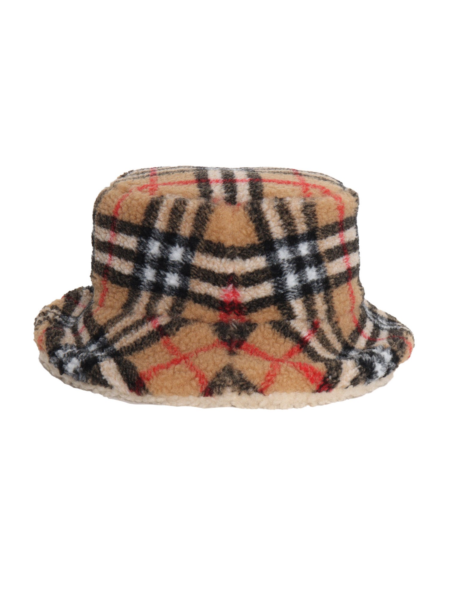 Burberry Vintage Check Shearling Hat In Brown