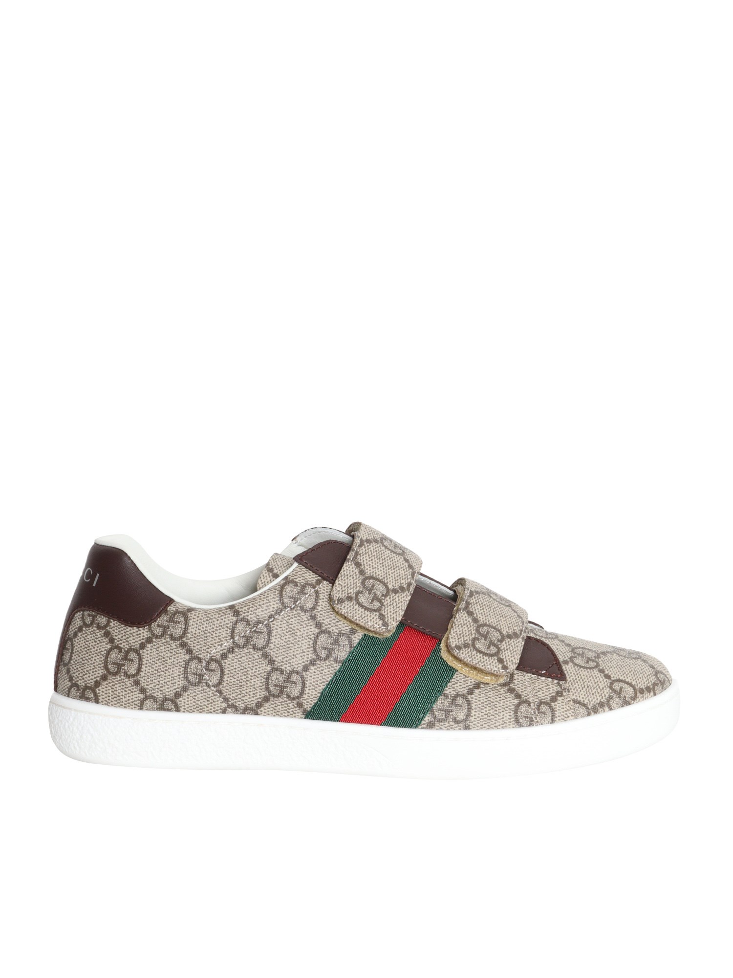 Gucci Gg Plastic Strap Sneakers In Brown