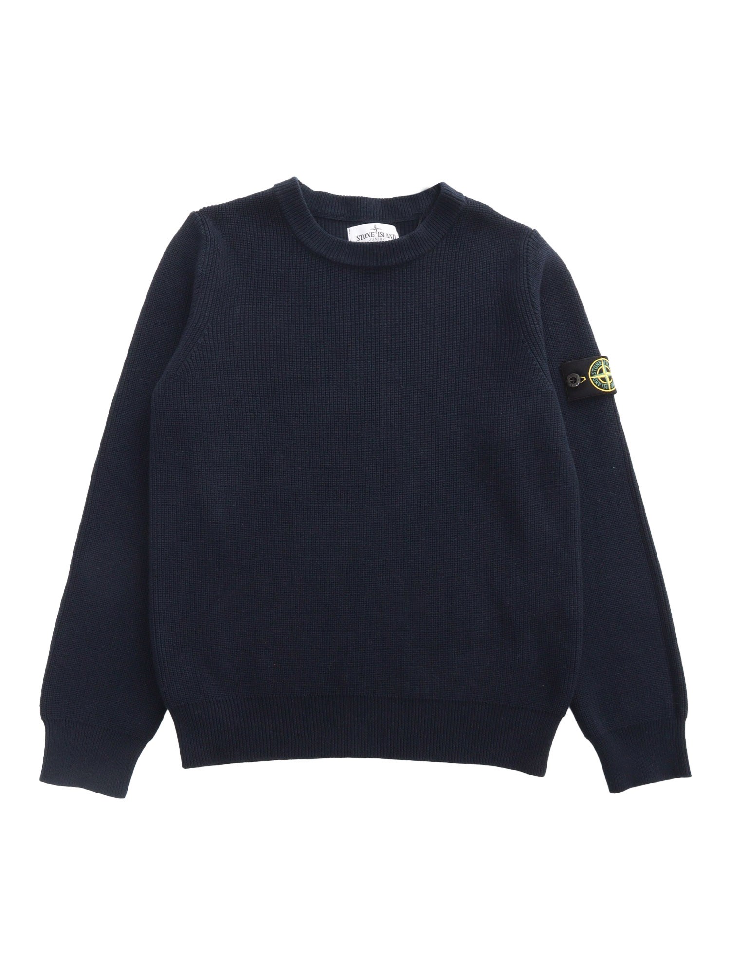 Stone Island Black Jumper With Logo In Blue