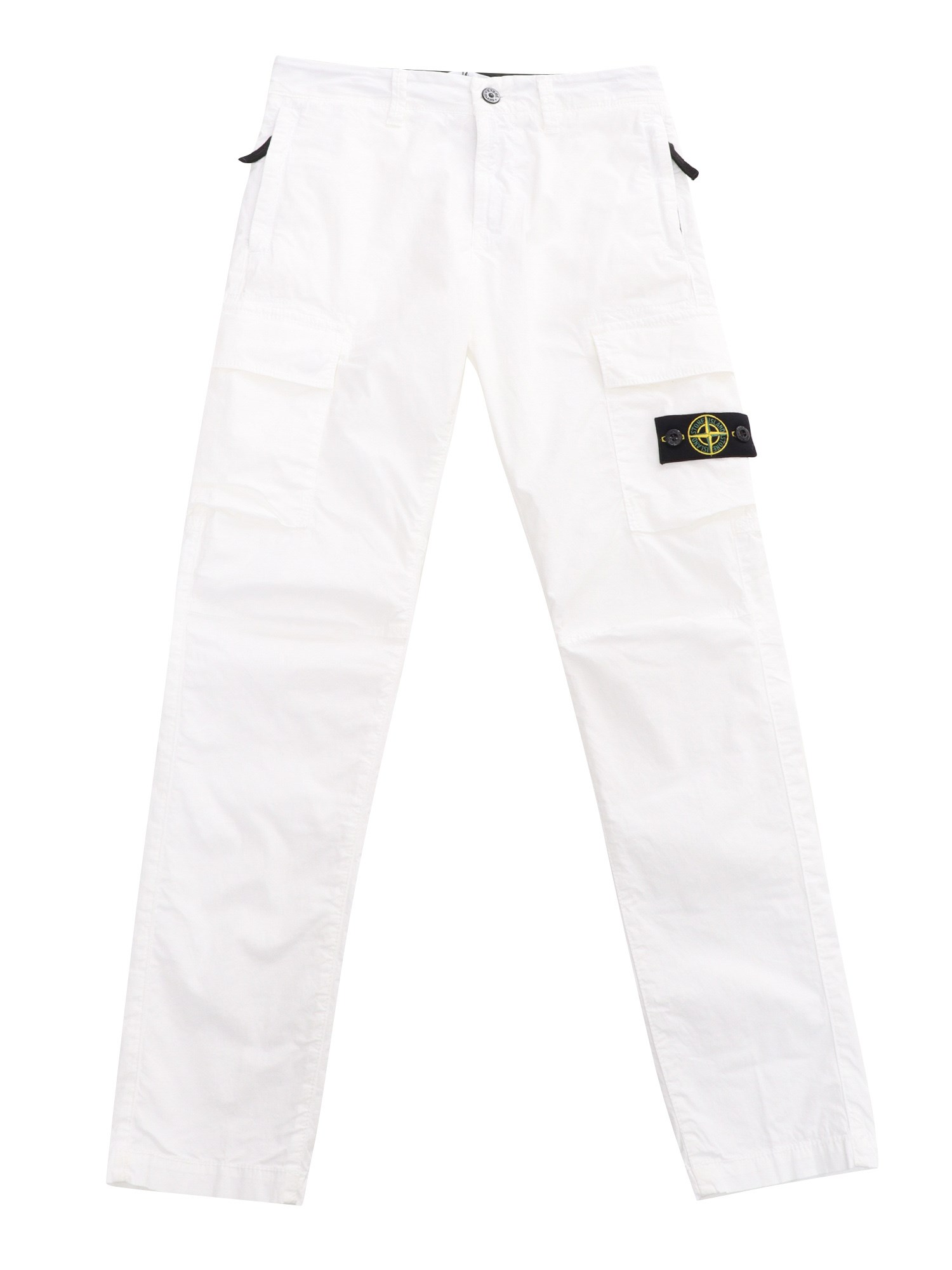 Stone Island White Trousers With Pockets